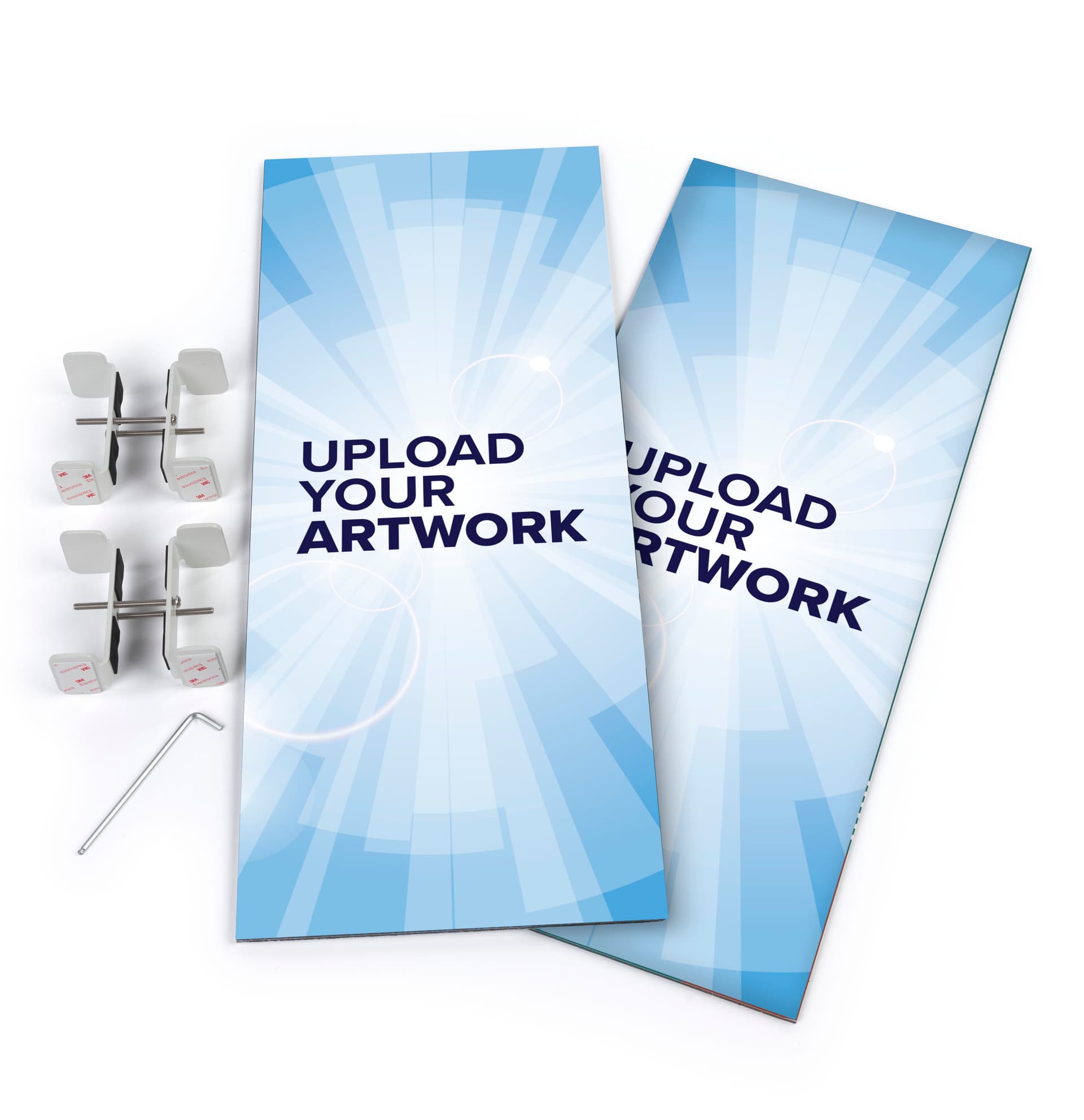 Adjustable branded dual tablet floor Stand with custom graphics and steel brackets