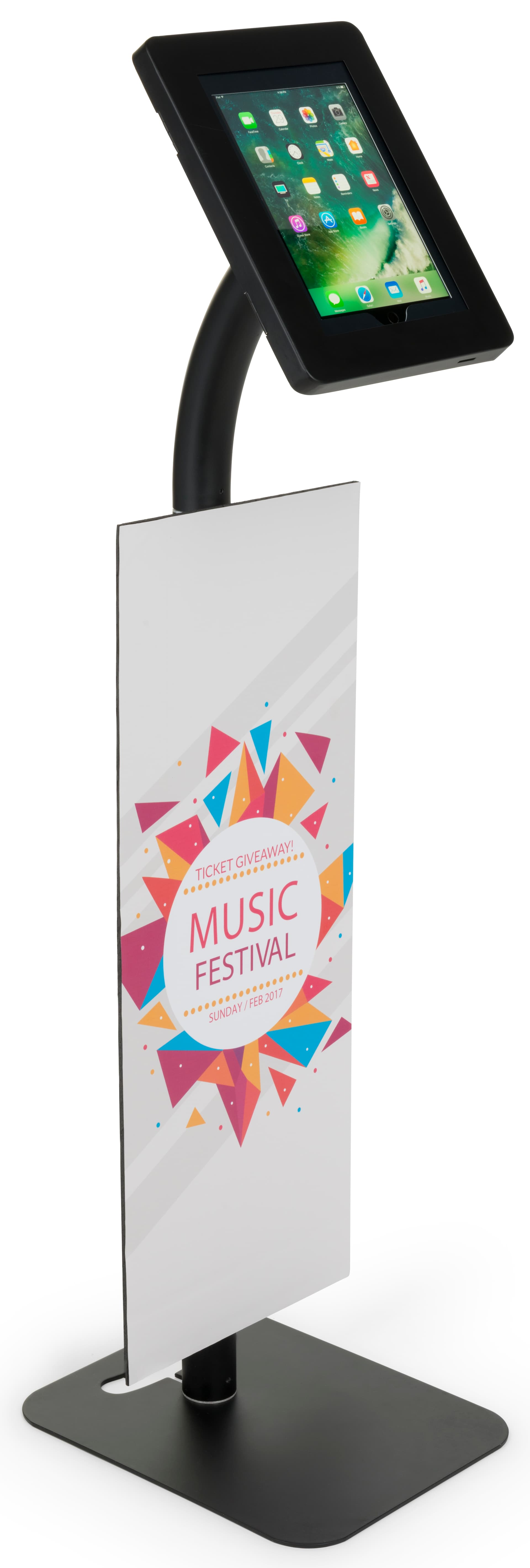 Custom Branded iPad Security Kiosk with 12 x 30 Banner