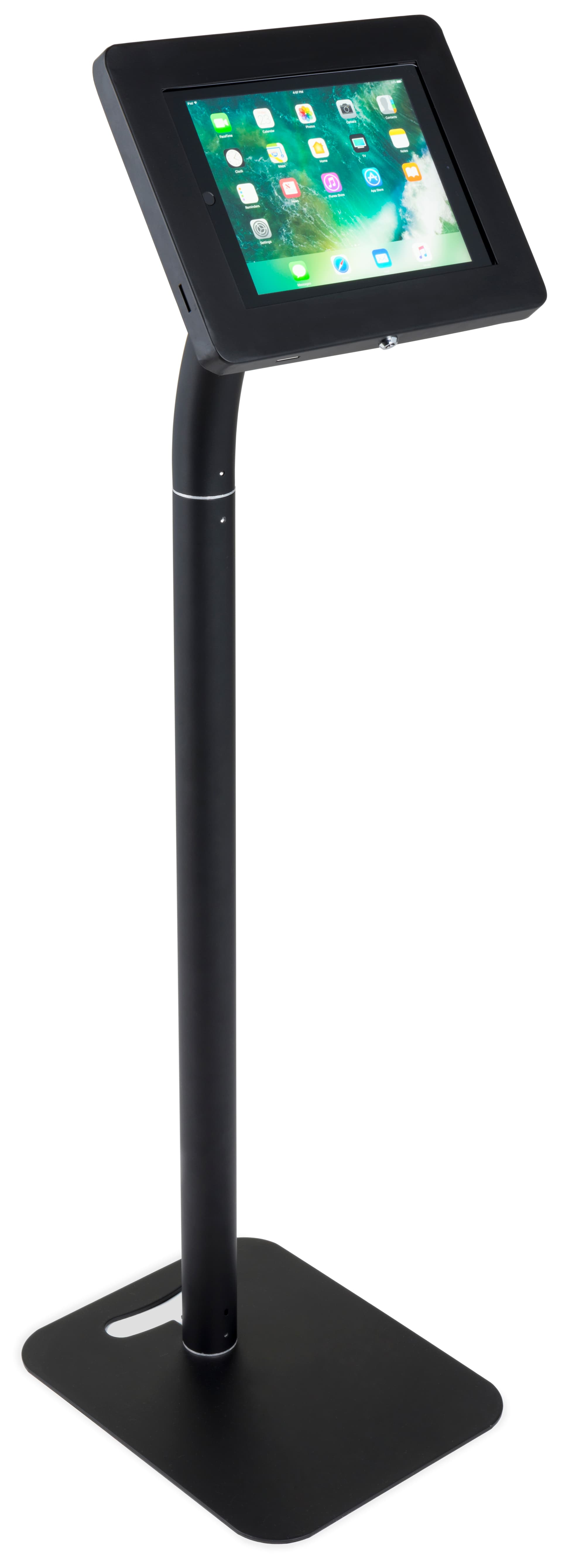 Floor to Counter Public Tablet Holder in Landscape Orientation