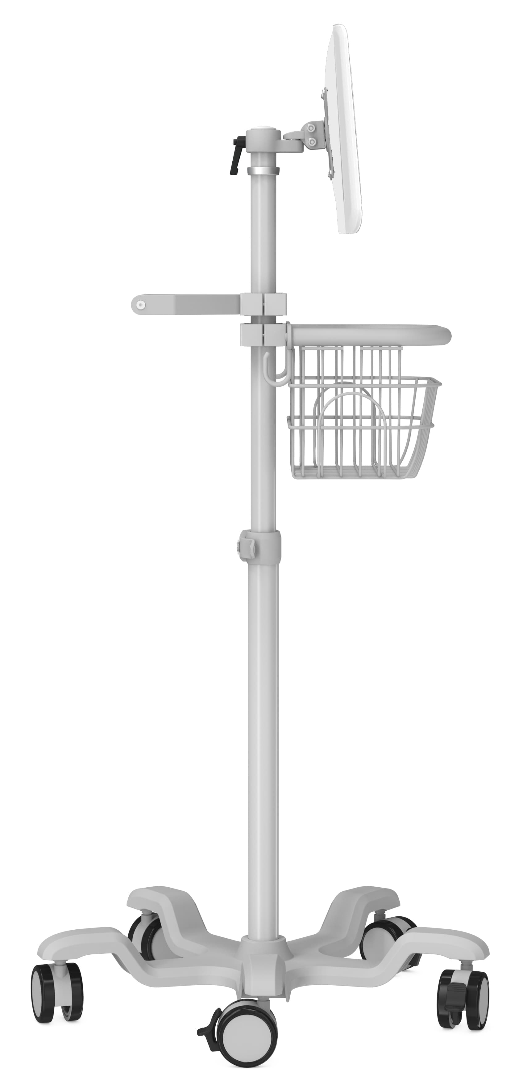 Medical mobile iPad cart showcasing the side angle of the medical cart