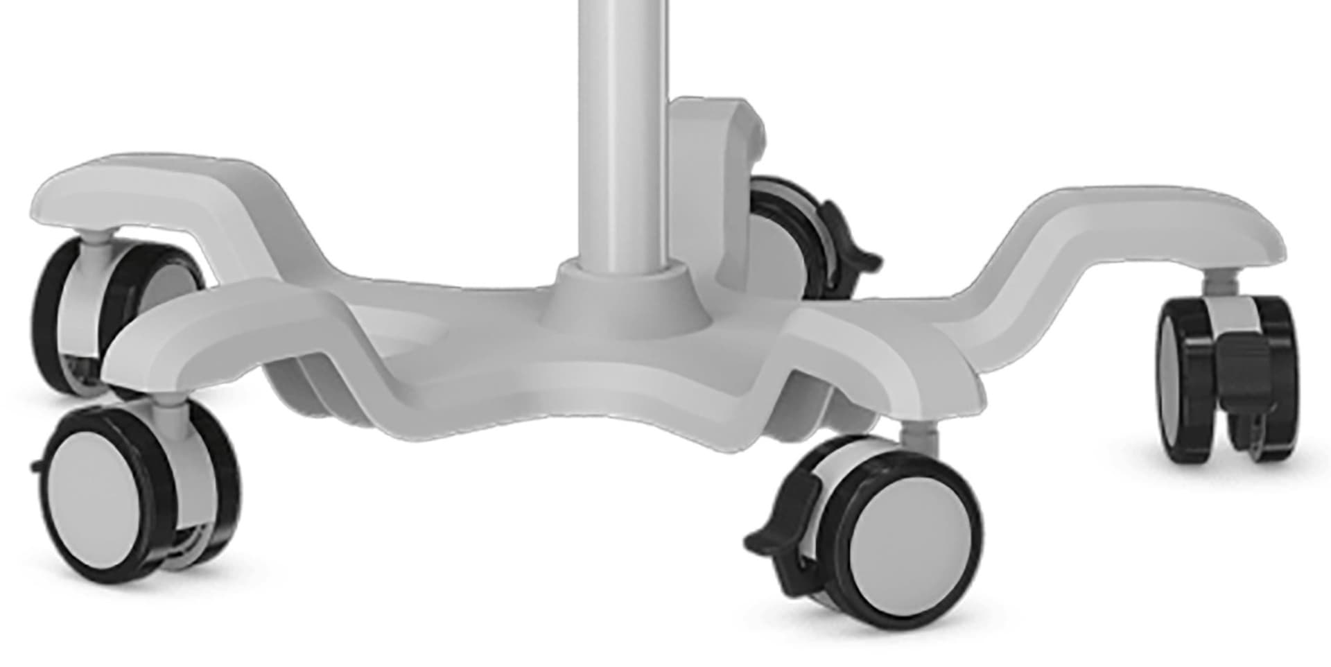Medical mobile iPad cart with five rolling and locking caster wheels