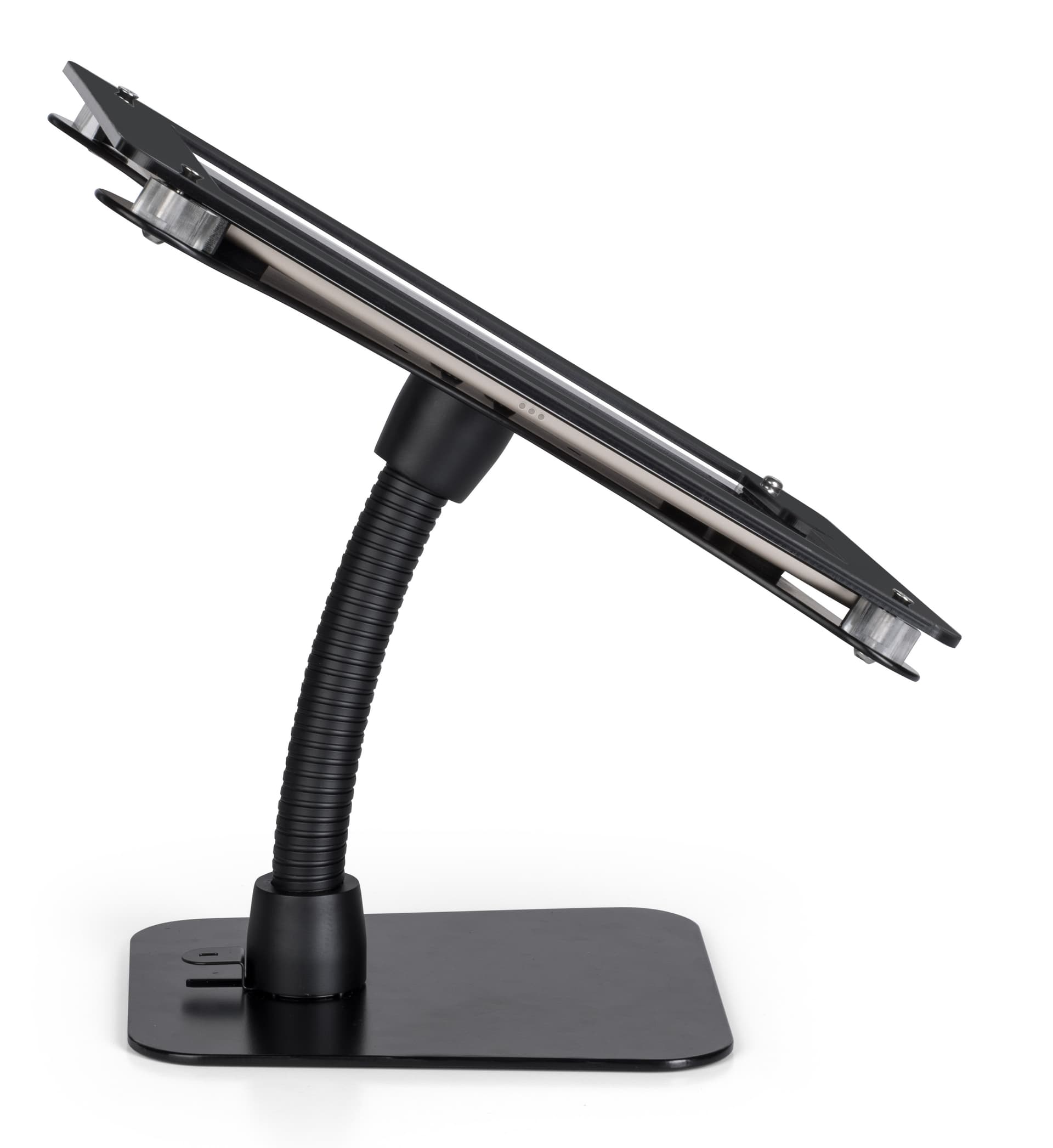 Flex arm tablet mount custom holder for 12.9 iPad with weighted base
