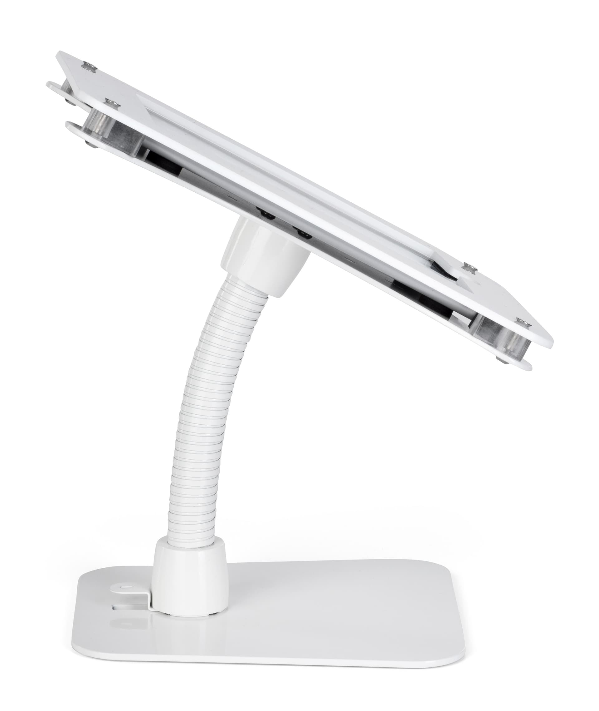Custom secure flexible iPad stand with tilting arm