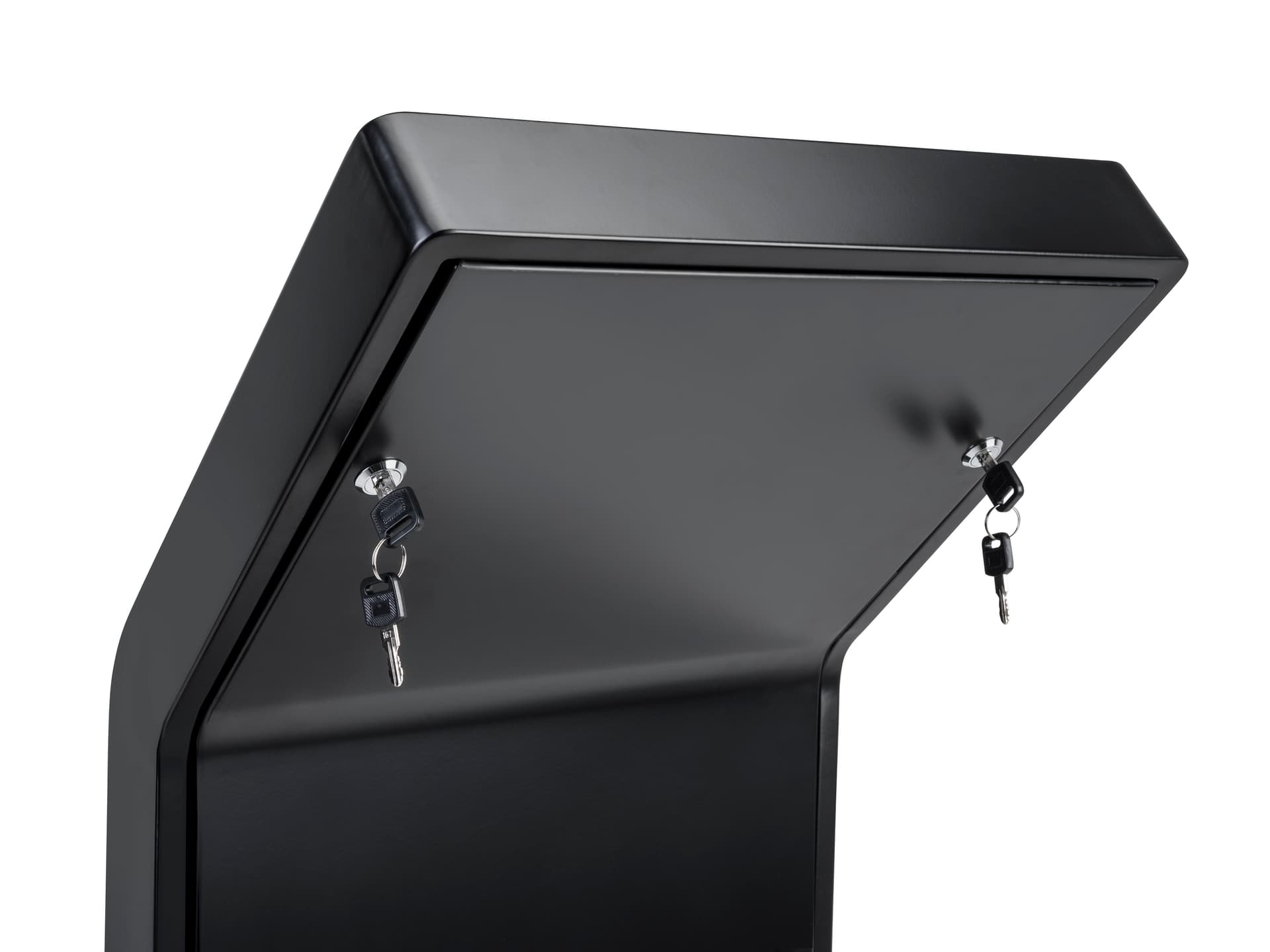 Custom backlit graphic iPad kiosk with secure locking system