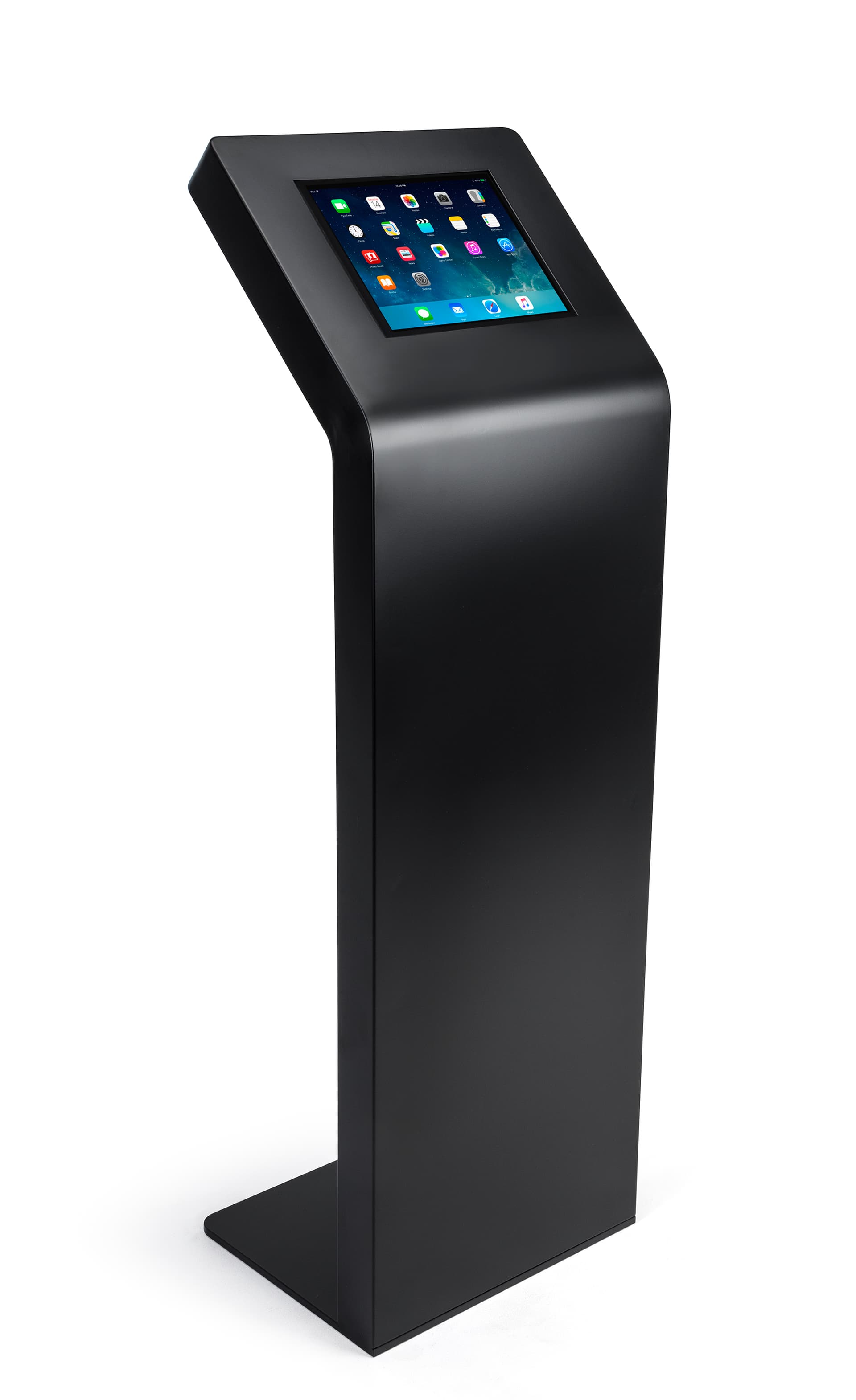 50.5" High tablet kiosk stand with modern curved design