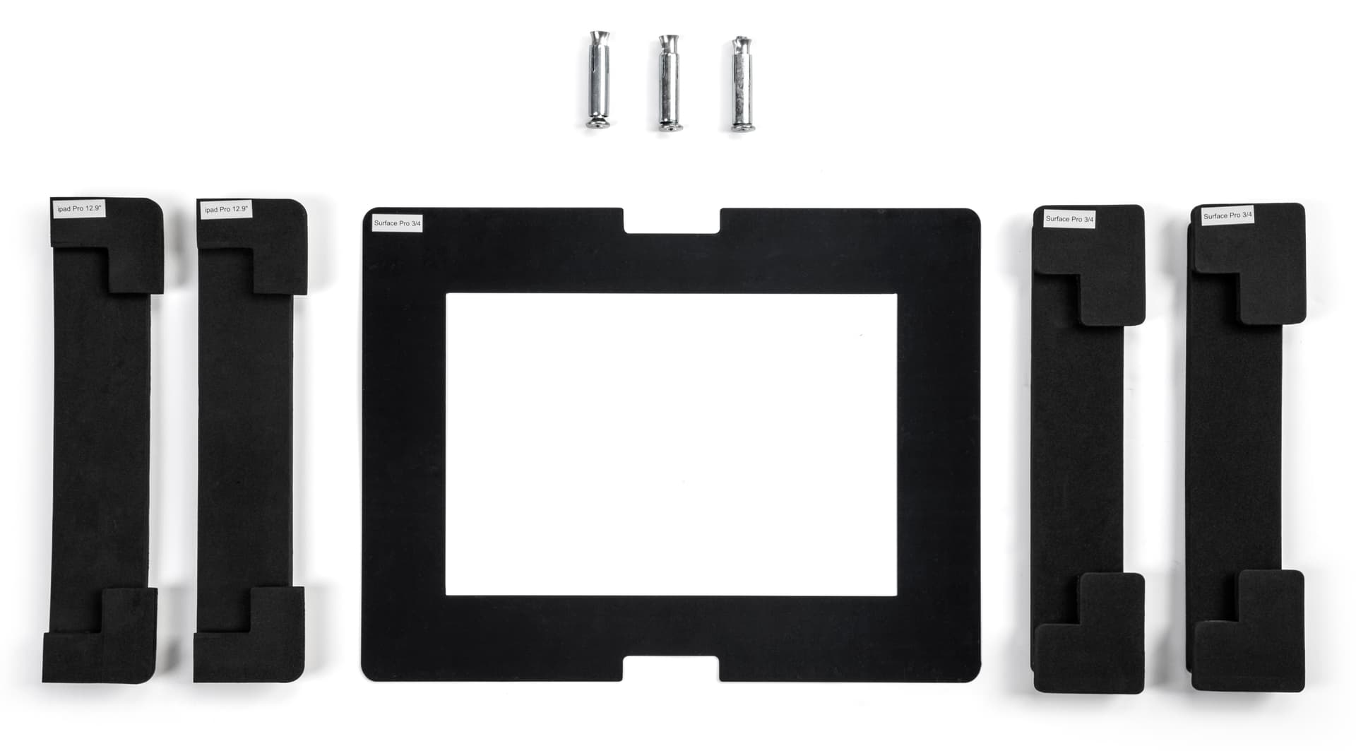 White iPad floor stand kiosk with foam and face plates kit for device fitting