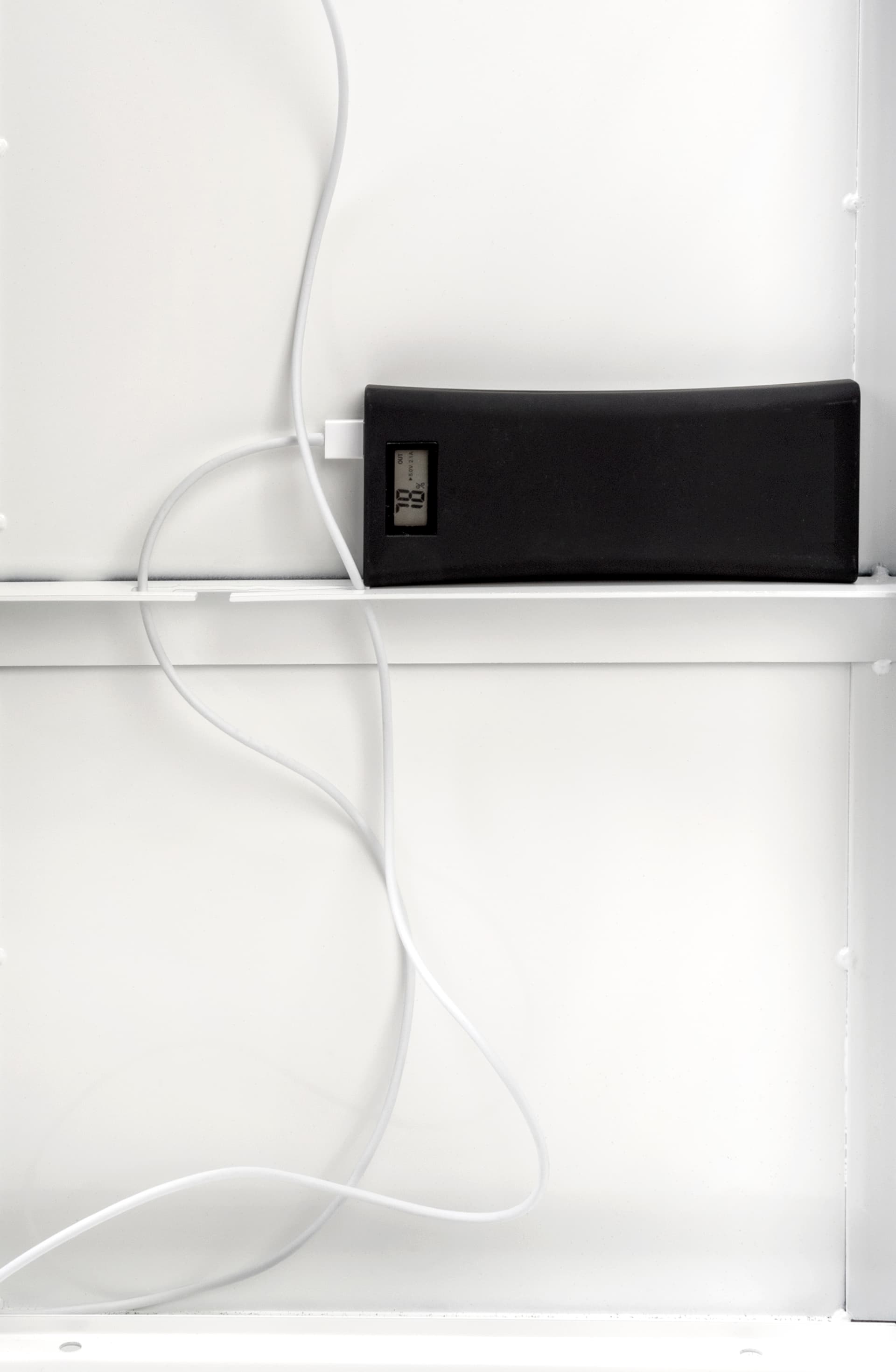 Floor stand for tablet with interior shelf can hold power bank