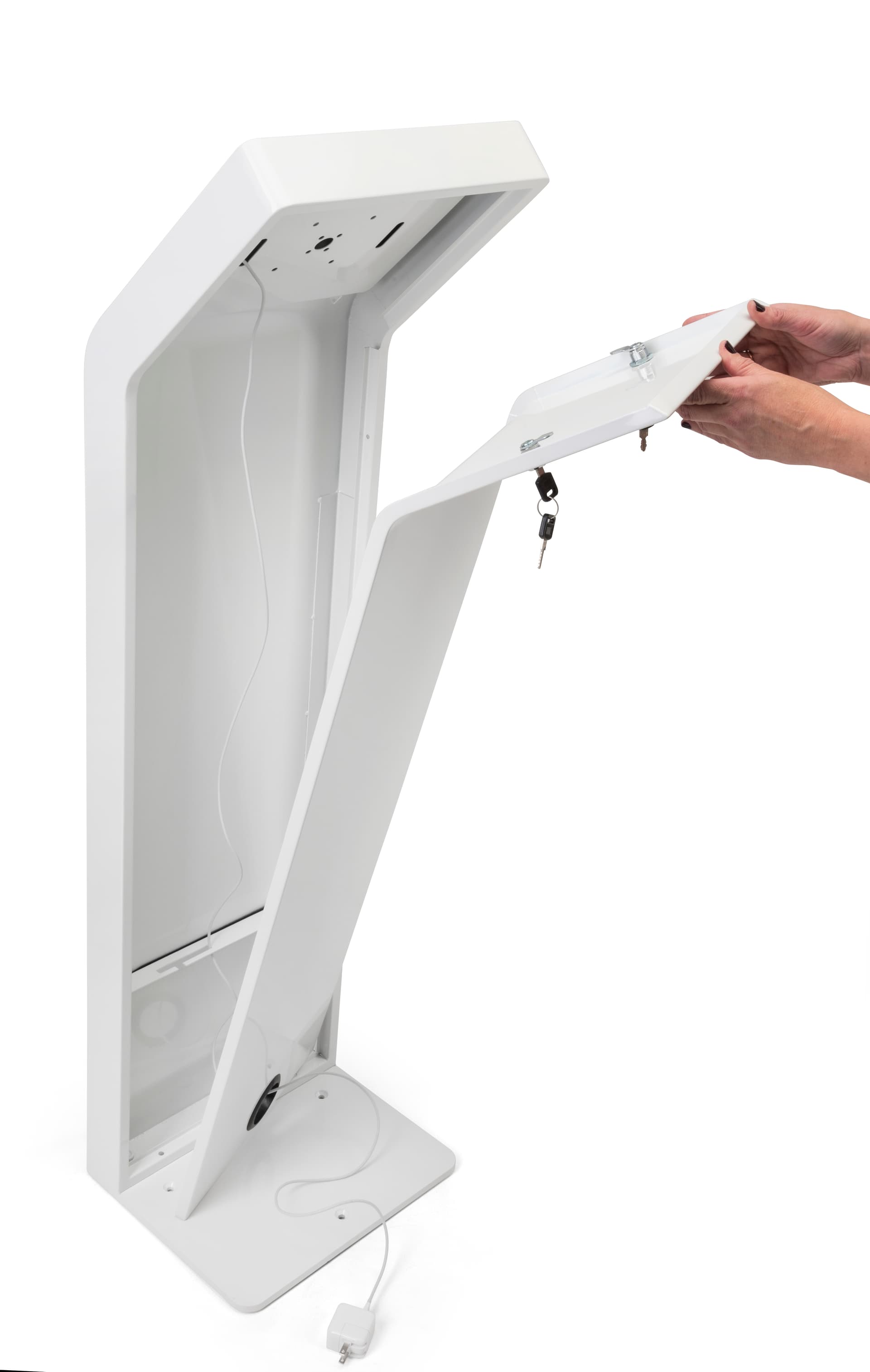 Floor stand for tablet with hidden wire management
