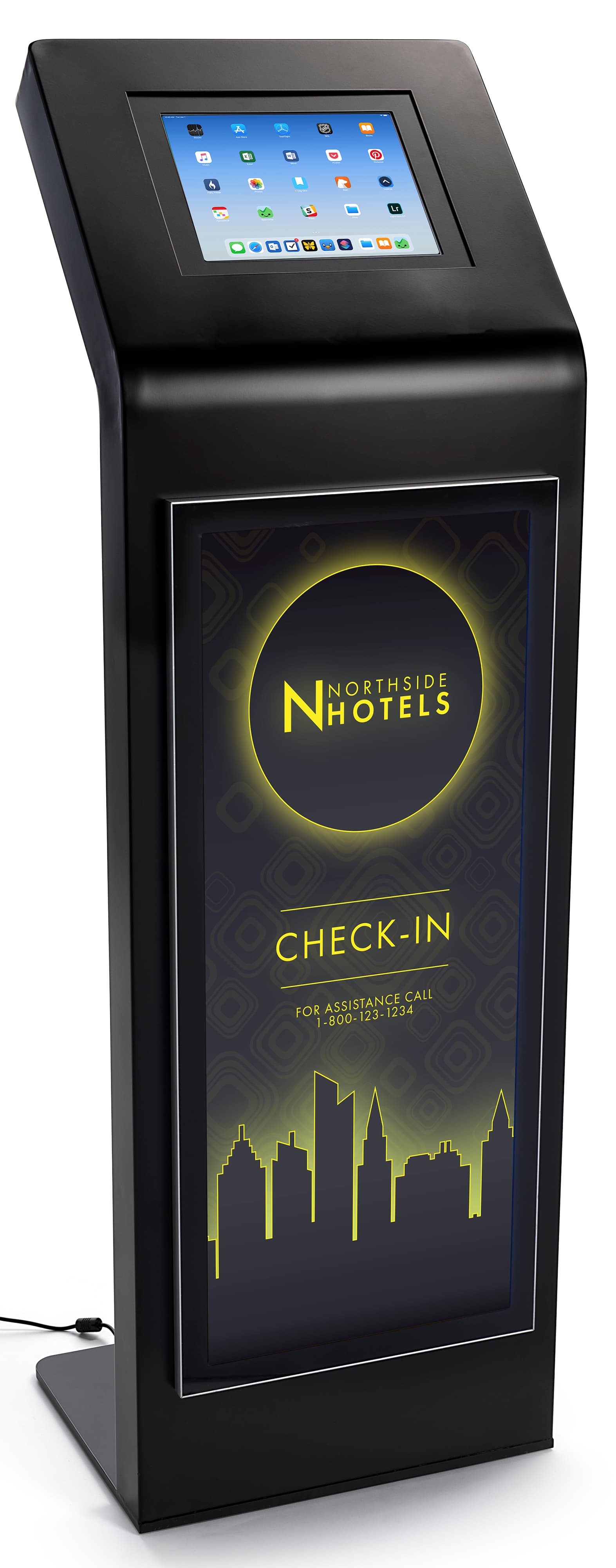 Custom backlit graphic iPad kiosk with light box