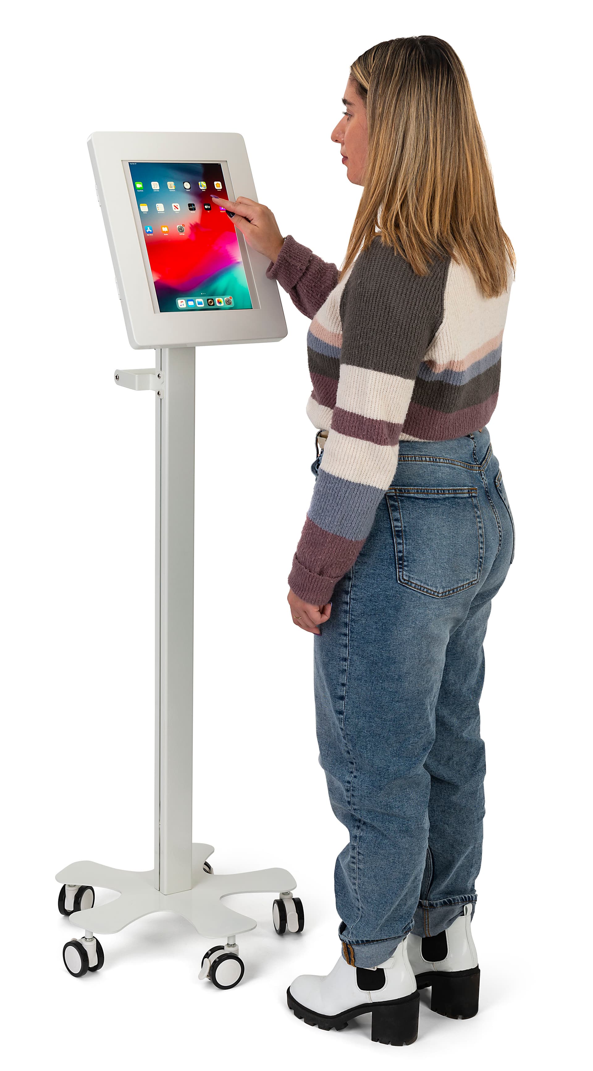 Tablet mount medical rolling cart with different viewing angles 