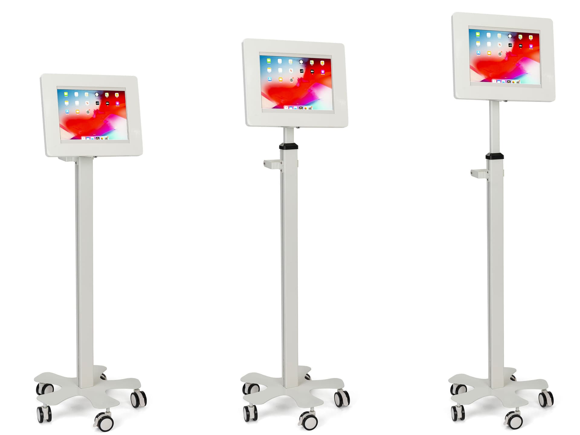 Tablet mount medical rolling cart with a height adjustable pole 
