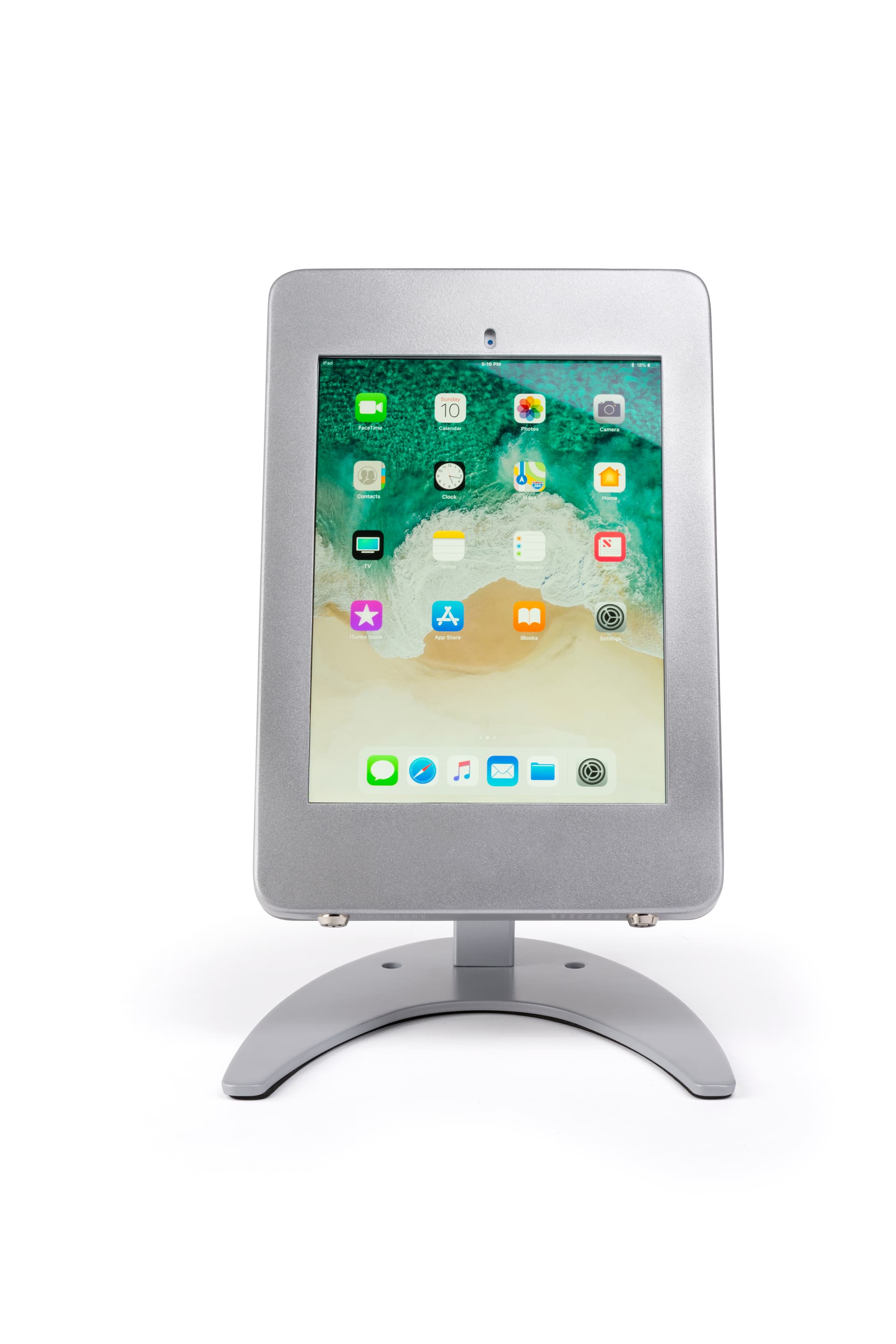 Countertop iPad Pro locking tablet holder stand in portrait view
