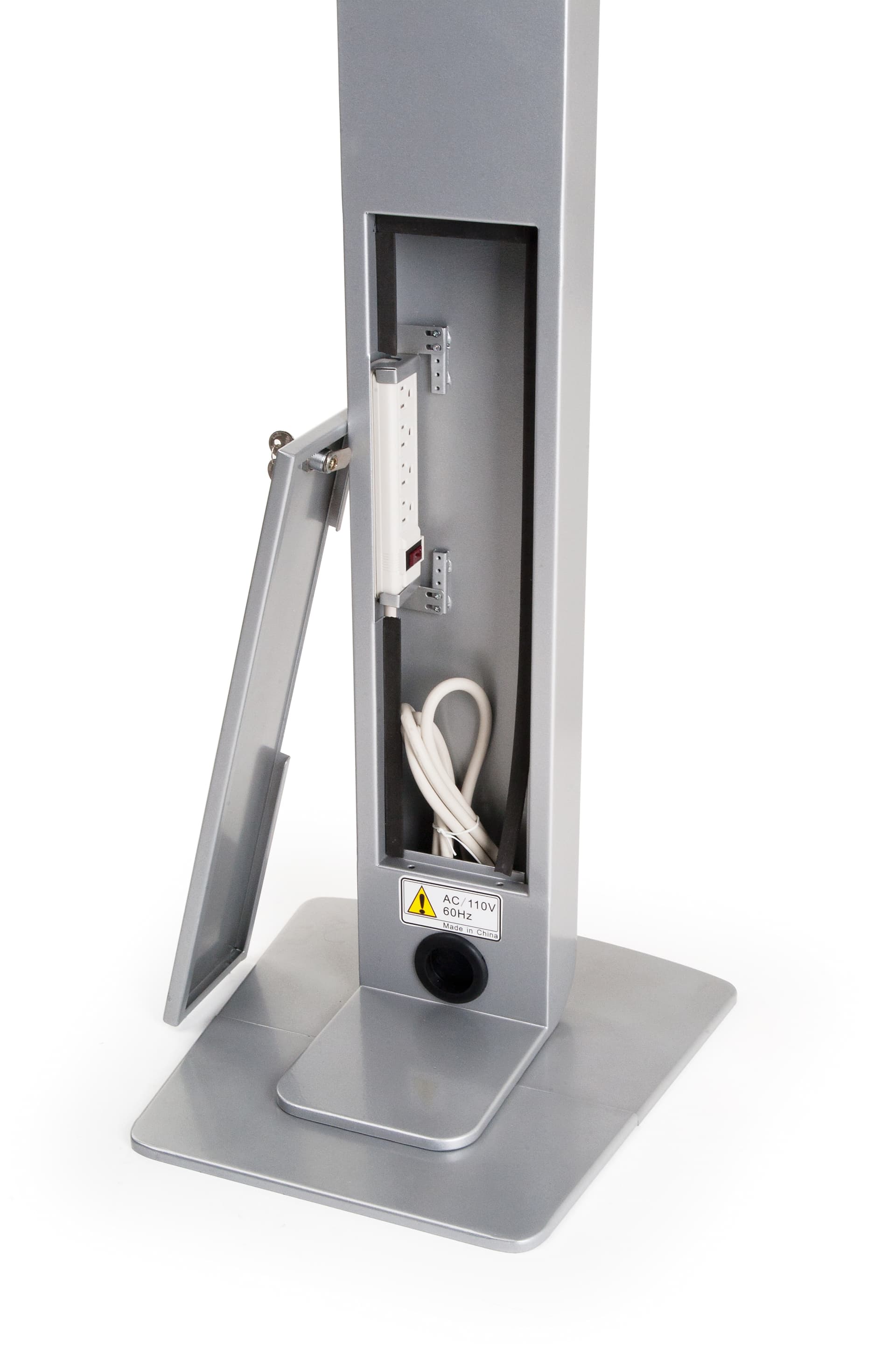 Microsoft Surface Pro floor stand with poster and hidden power strip