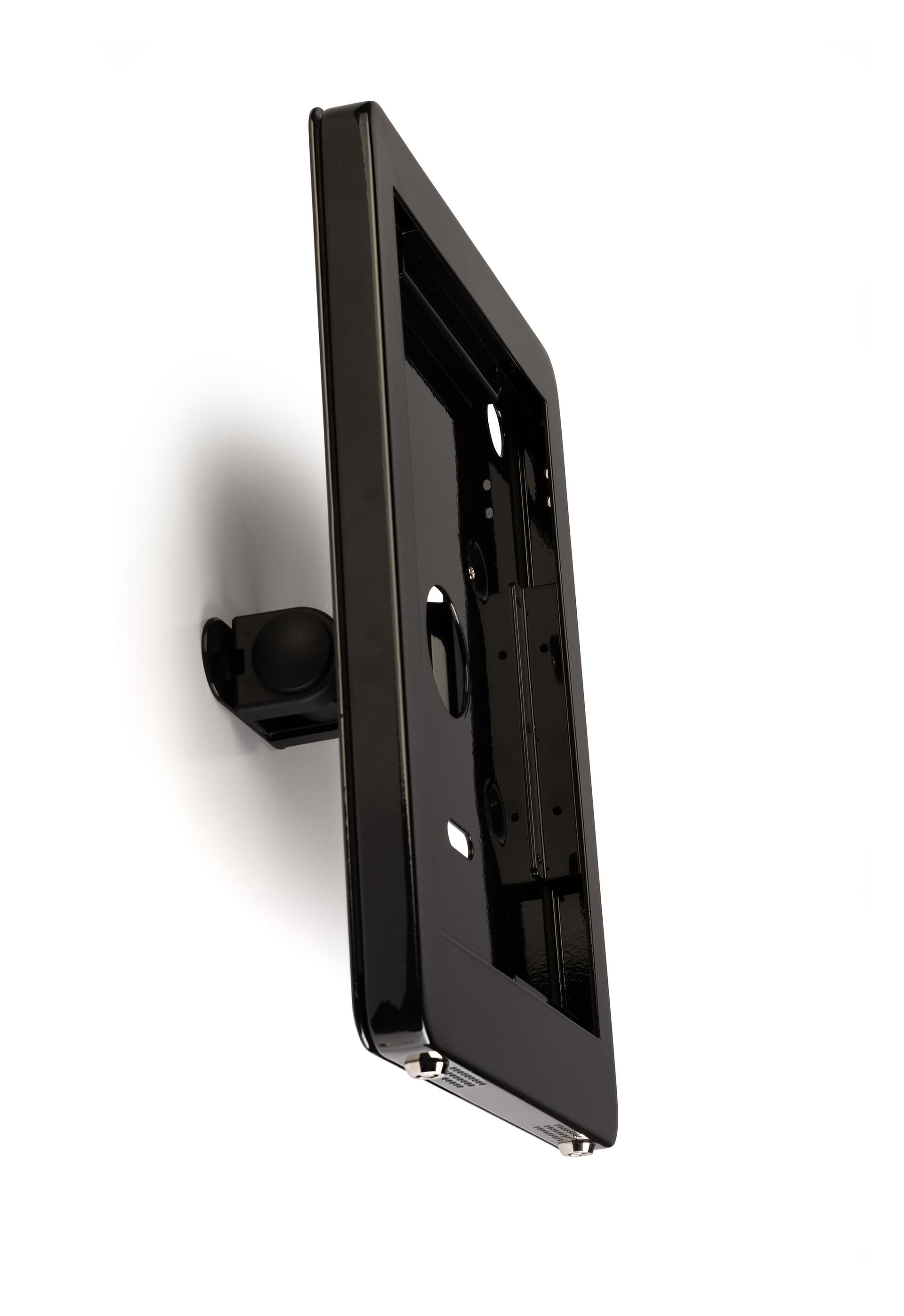 Glossy black iPad POS kiosk with  easy installation components 