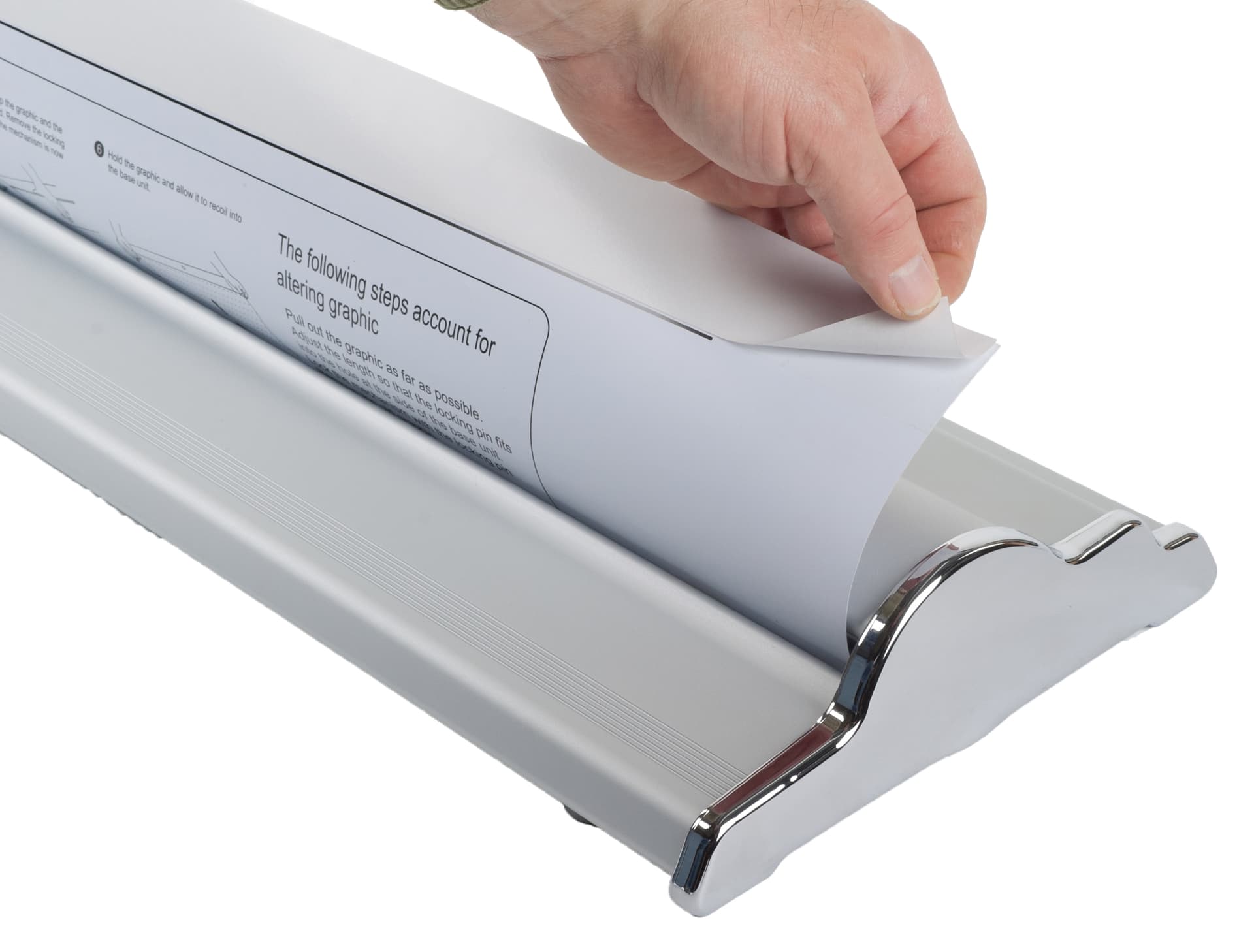 33" Retractable Vinyl Banner Stand with Adhesive Leader
