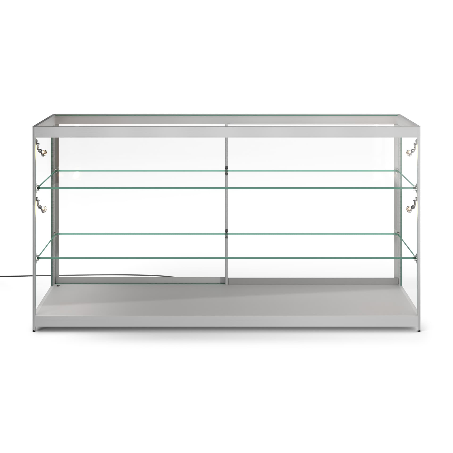 LED counter display case with two adjustable shelves