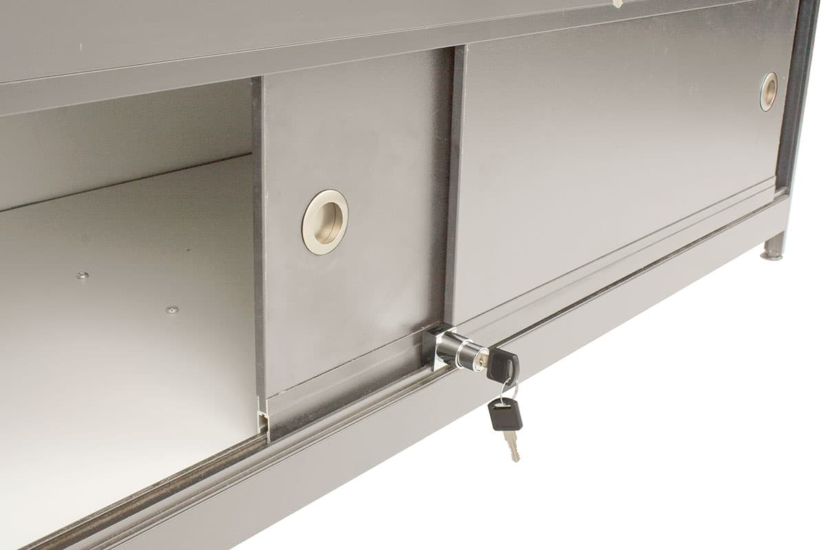 Display Counter with LED Lights and Storage Compartment