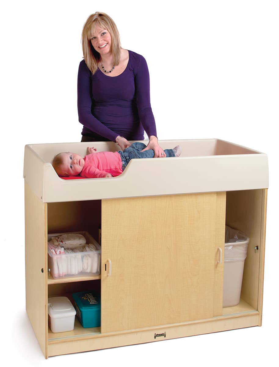 Birch Wood Changing Table | Lockable Doors | Displays2Go