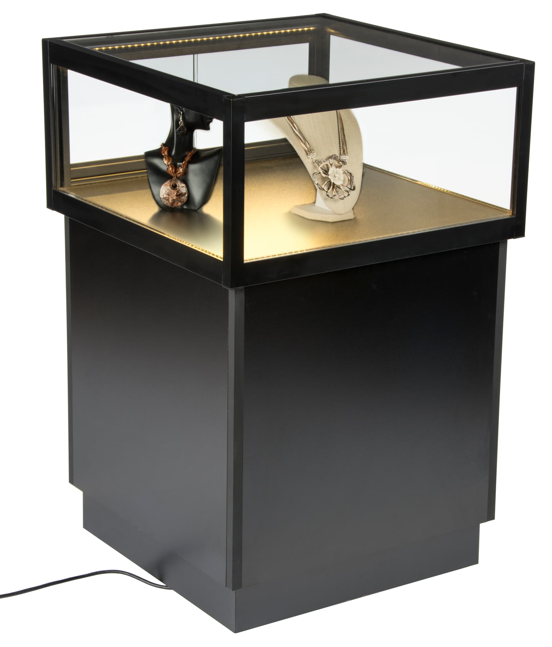 LED Display Case Pedestal with Glass Sliding Doors