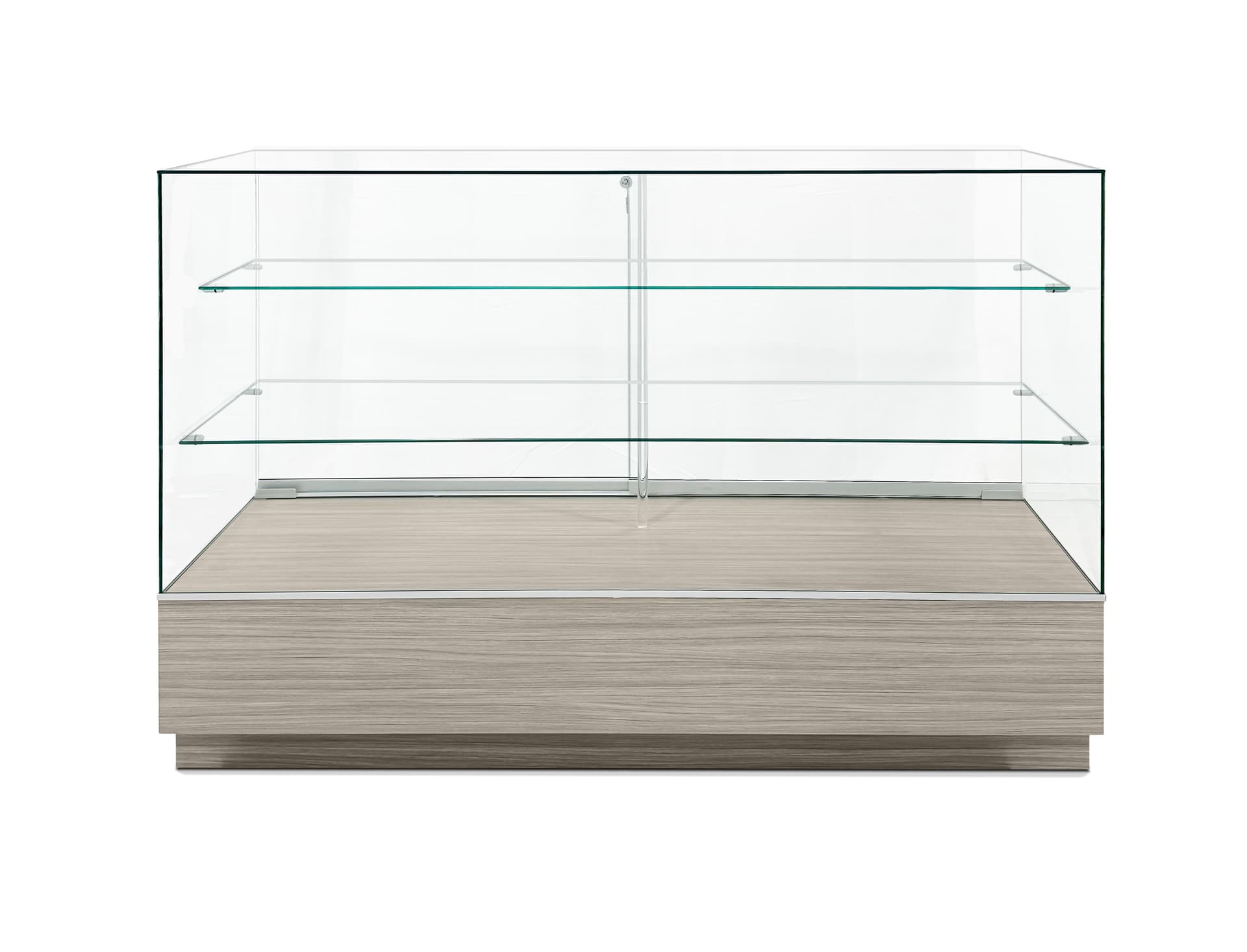 Glass display counter with full visibility