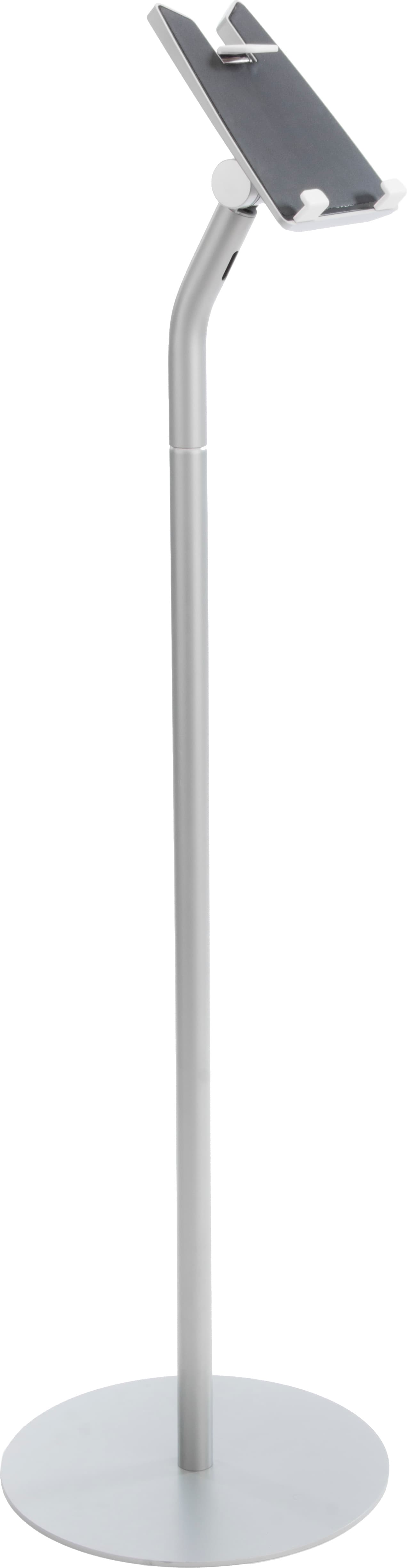 Silver Floor iPad Stand with Universal Tablet Enclosure