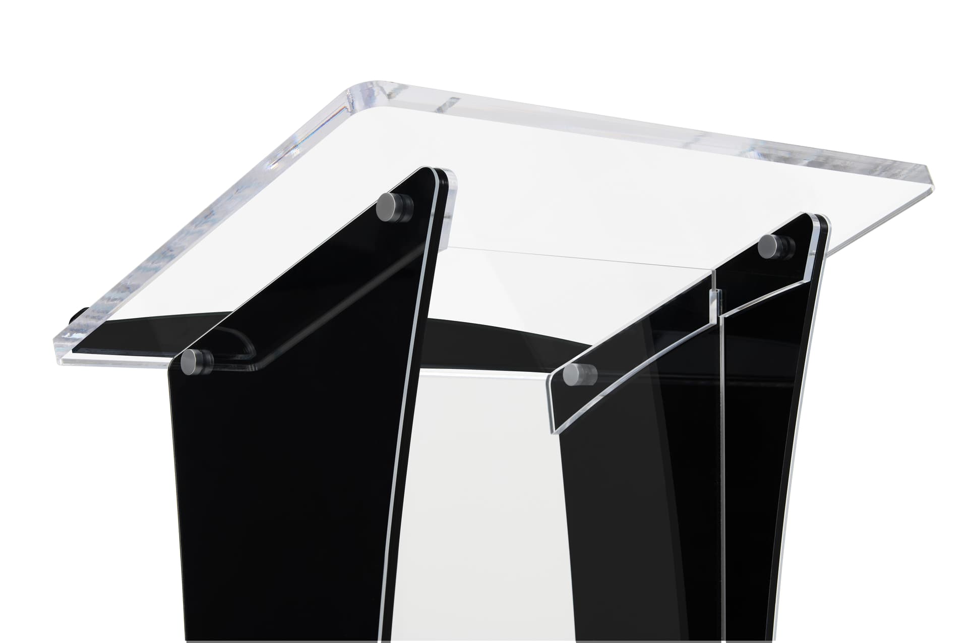 Collapsible acrylic podium with sleek professional appearance