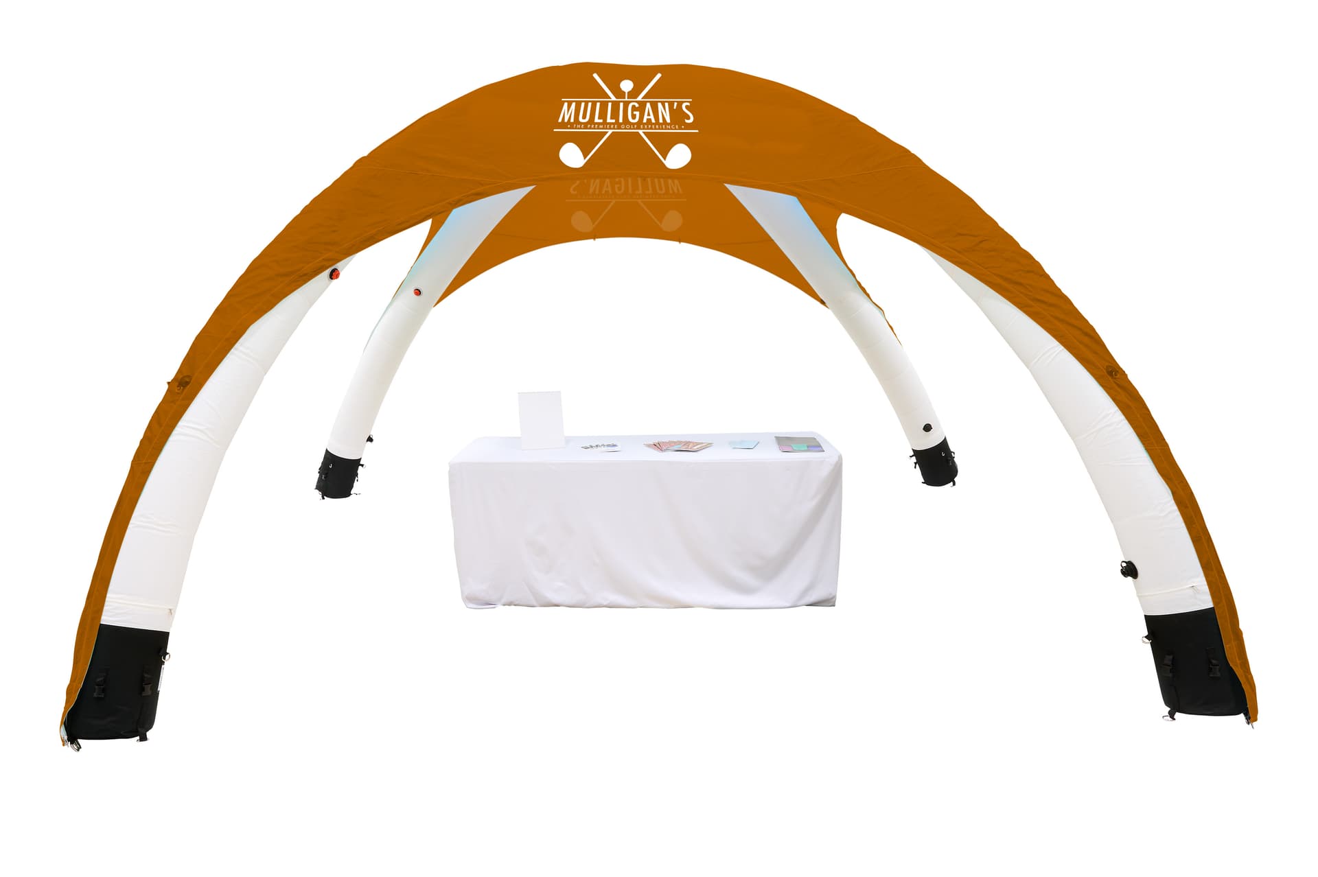 13' inflatable dome tent with zip on customizable canopy