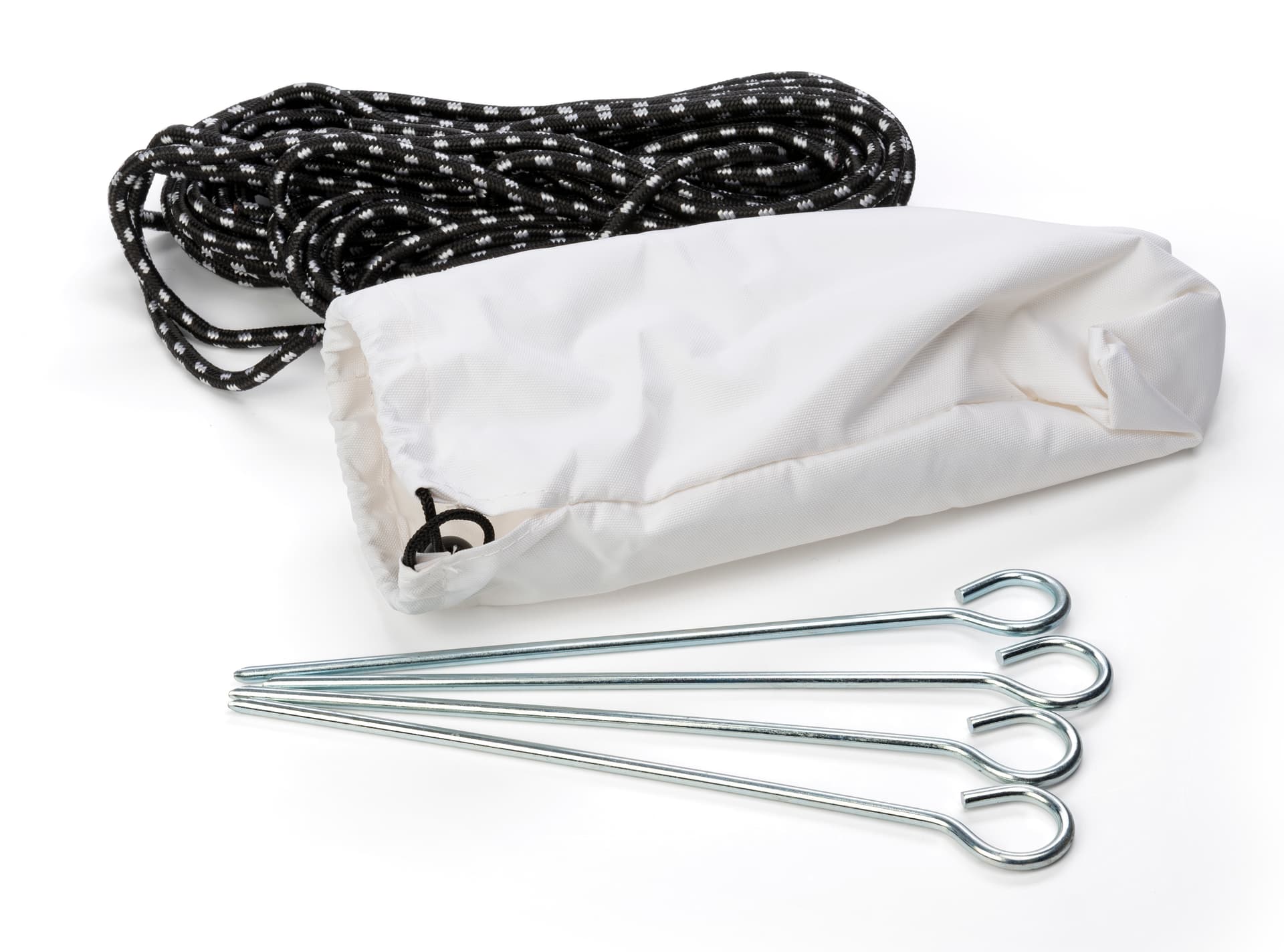 Small event tent with four ground stakes