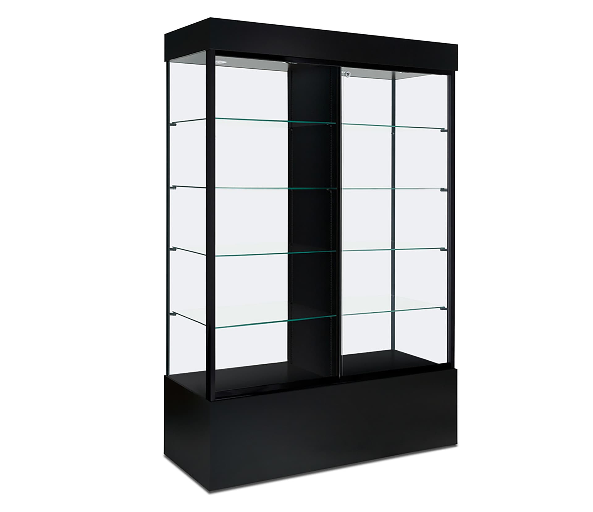 Glass display case with tempered glass