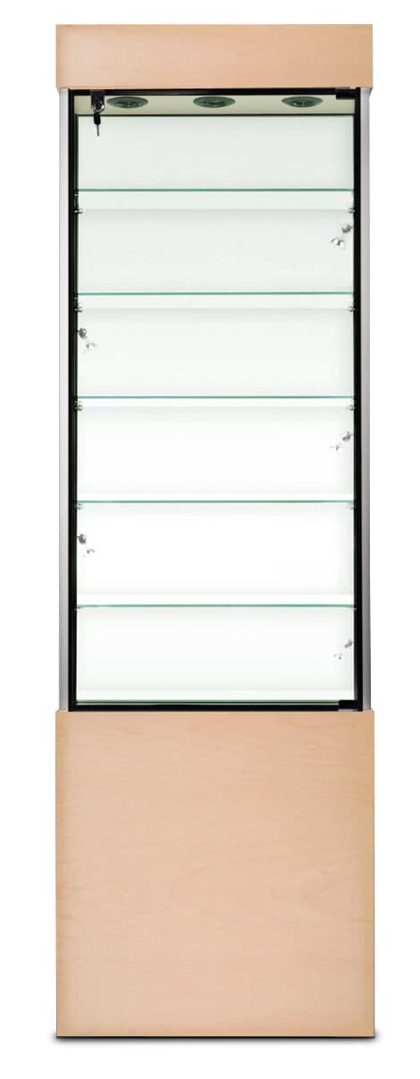 Lighted Exhibit Tower | Maple Melamine & Locking Door | Displays2Go