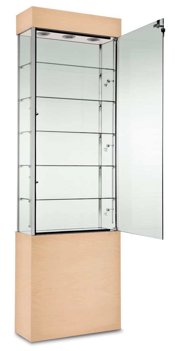 Lighted Exhibit Tower | Maple Melamine & Locking Door | Displays2Go