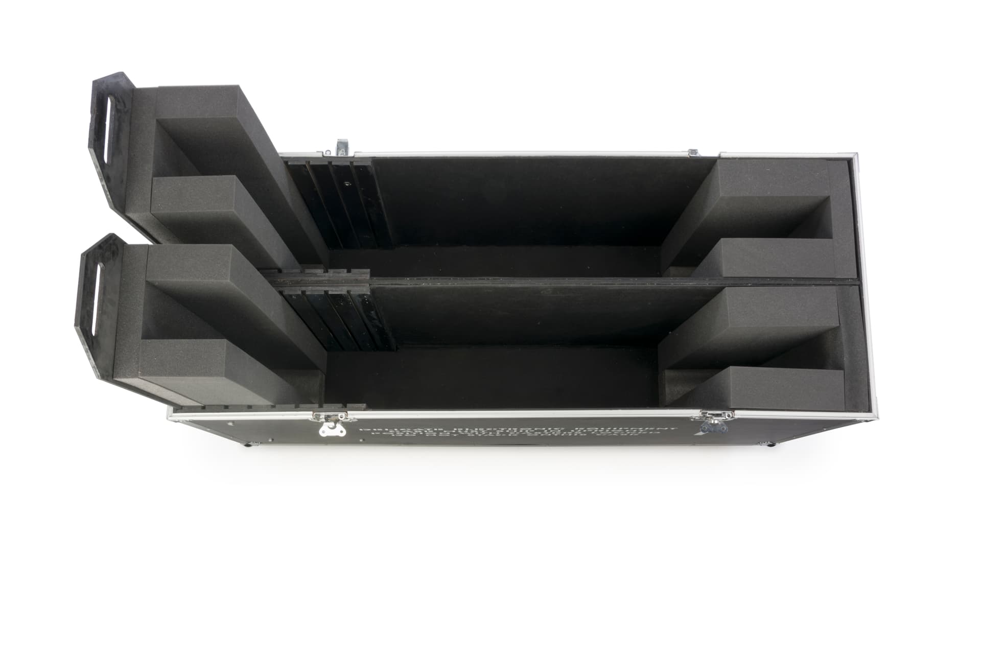 Flat screen storage case with stationary center divider
