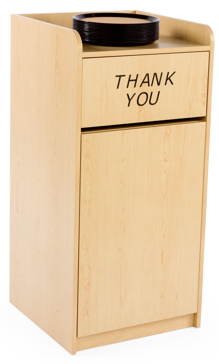 Fast Food Trash Can has a Maple Finish