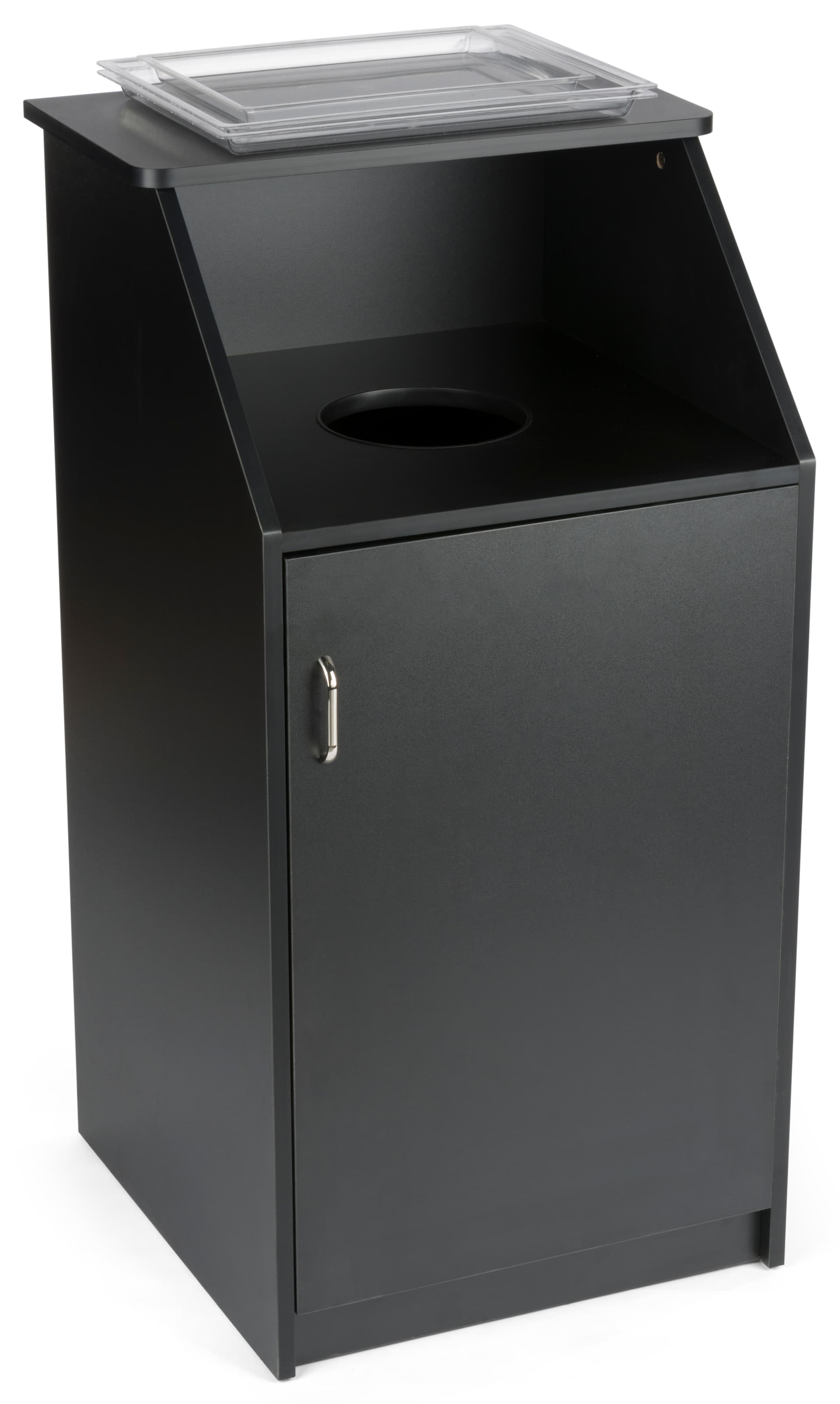 Black Waste Receptacle Enclosure w/ Tray Holder Area