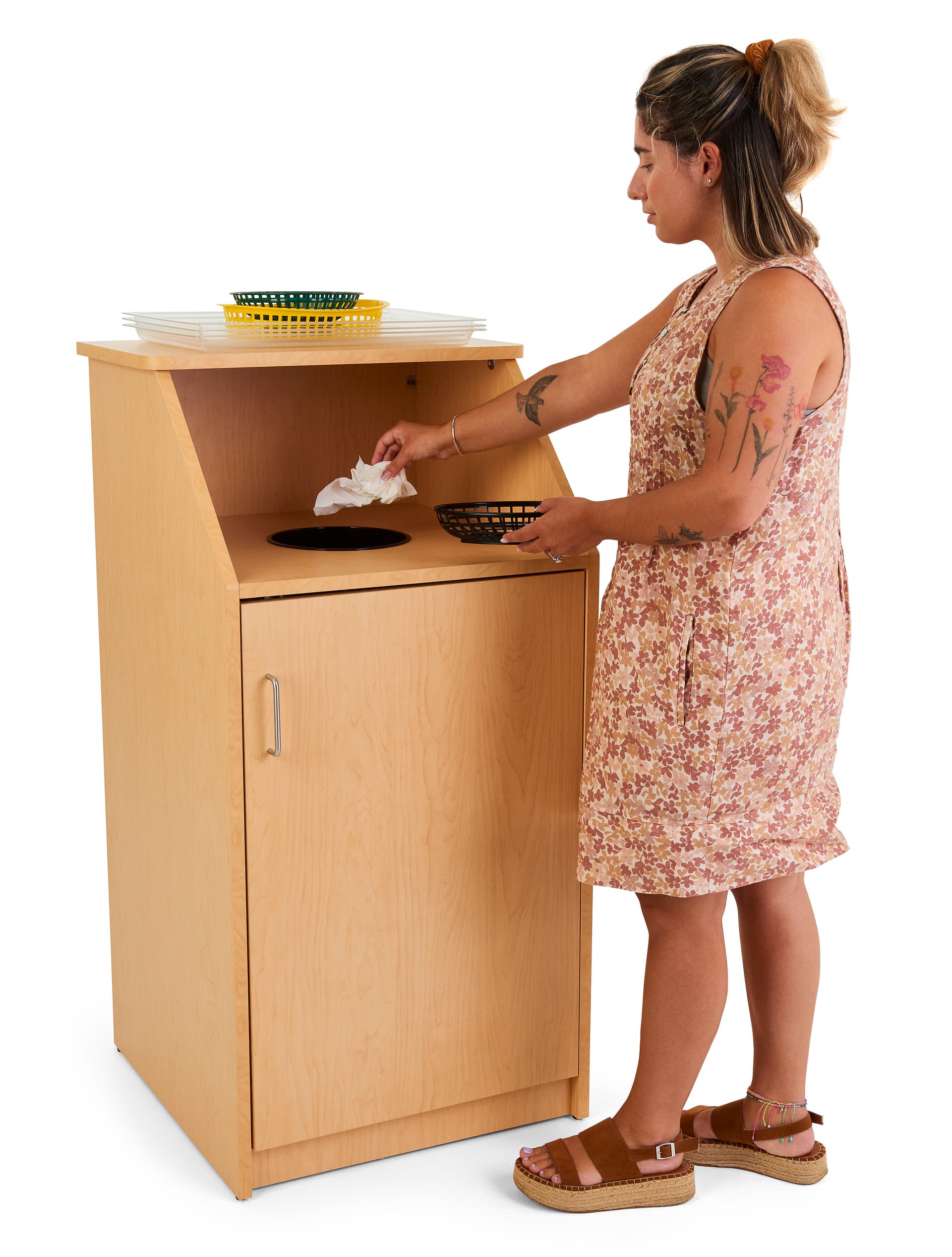 Top-Loading Restaurant Receptacle, 18mm Thick Particle Board