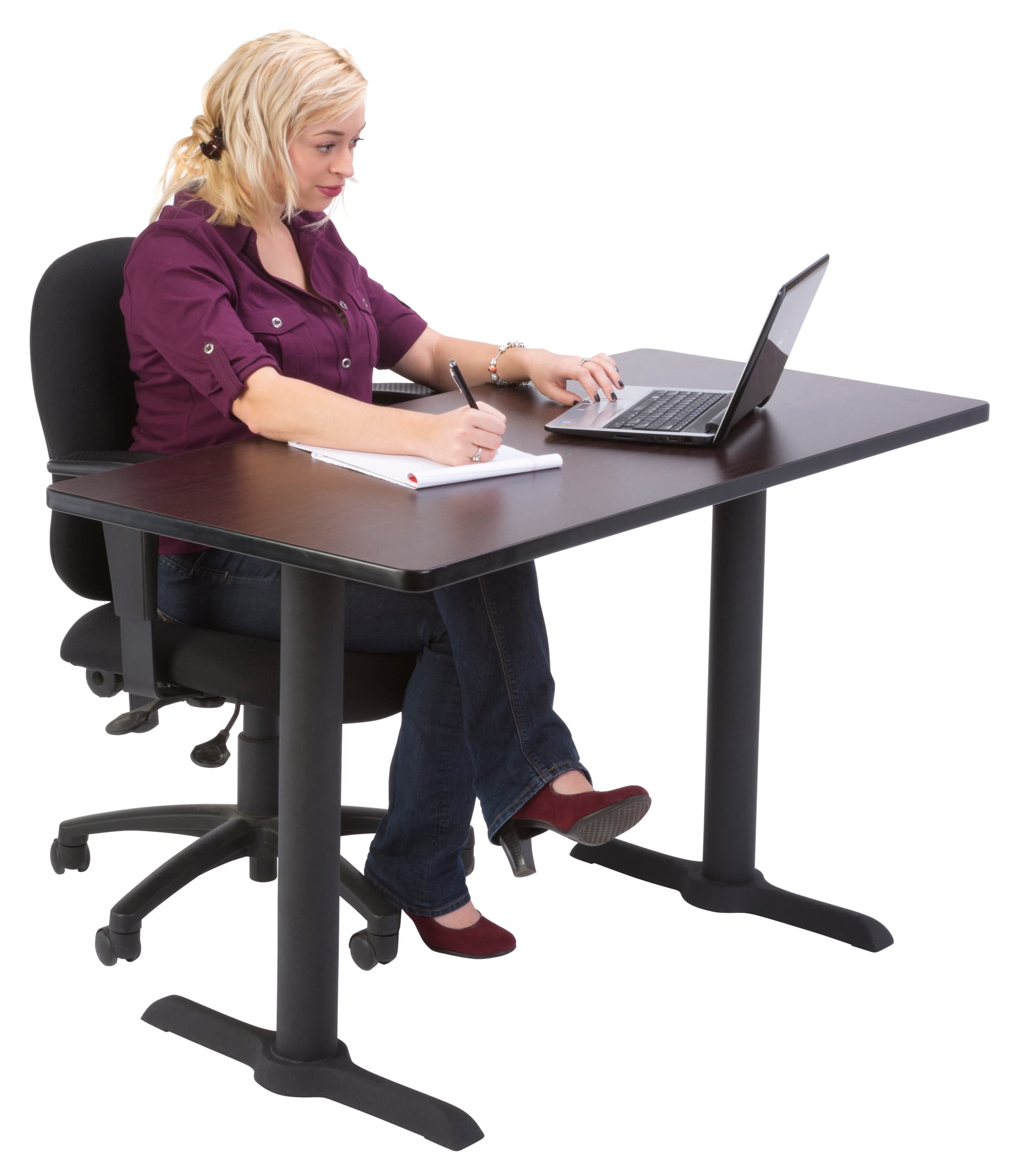 Wooden Training Table | Rectangular with Steel Supports | Displays2Go