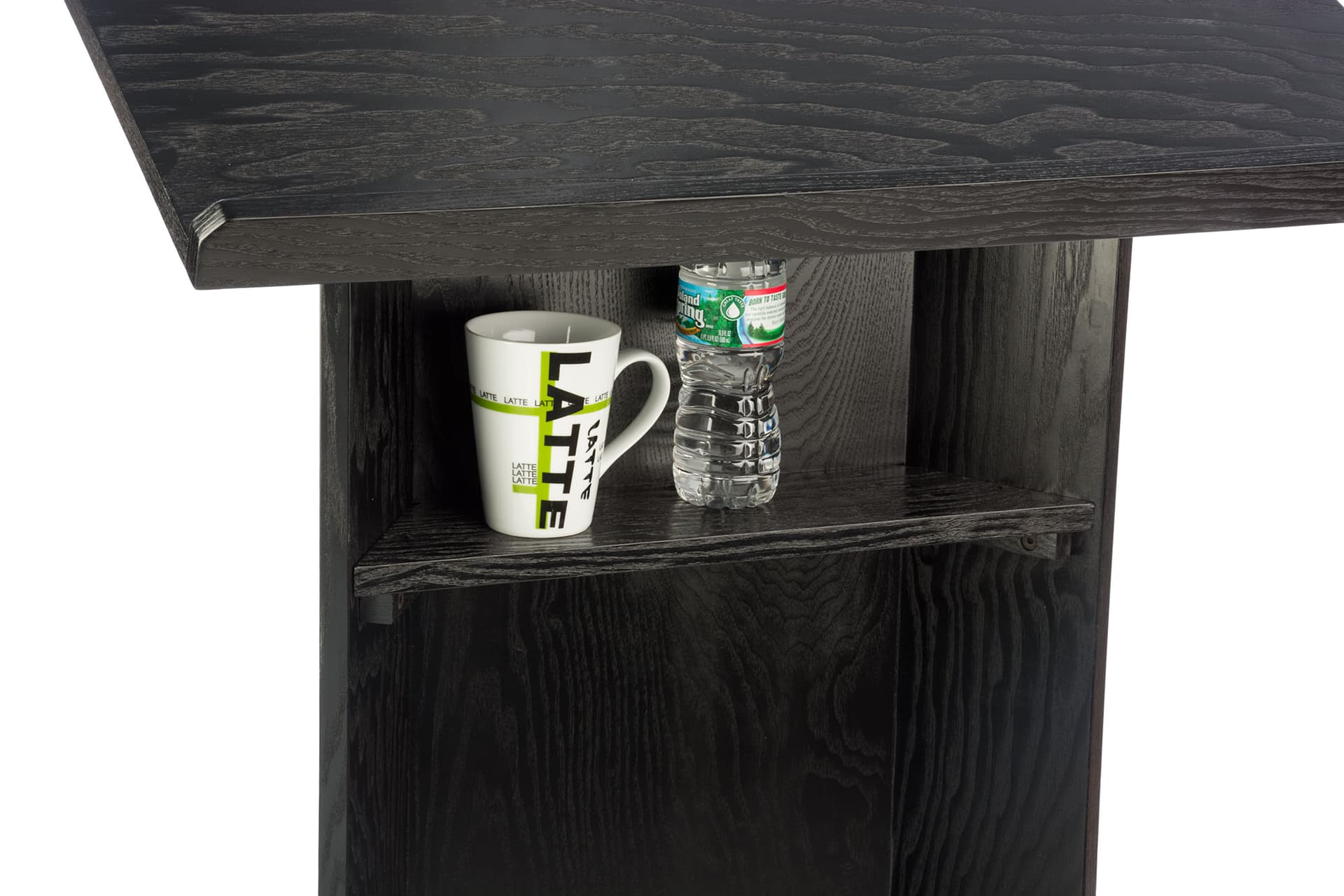 Podium and Sign Holder Shelf Close Up