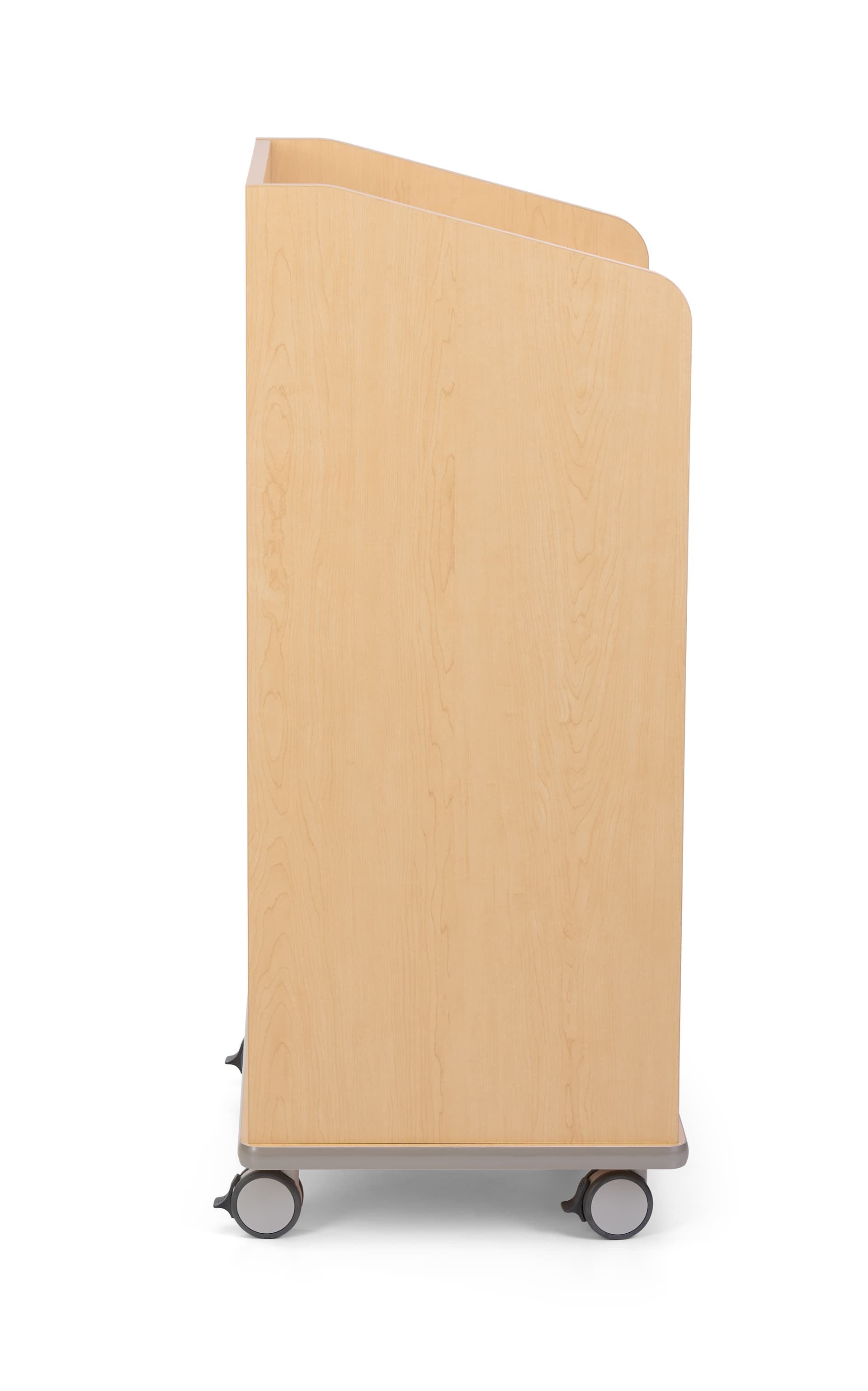Modern Floor Lectern on Wheels keeps confidential information from customer eyes