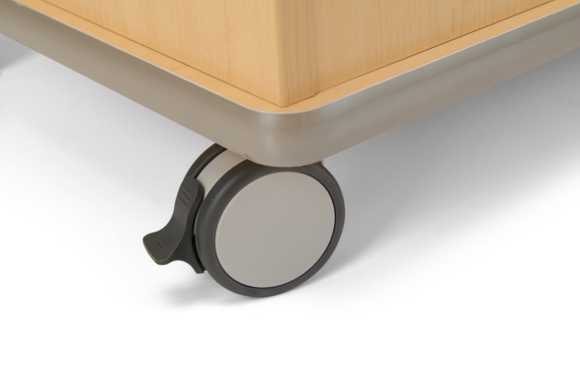 Modern Floor Lectern on Wheels has four locking casters