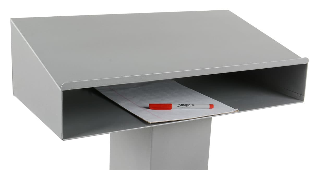 Closed Front Silver Steel Podium 