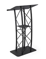 41" Multimedia Podium with Cabinet, Side Drawer, Keyboard Tray & Wheels - Mahogany