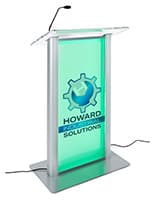 Frosted acrylic light up podium with logo and custom printing