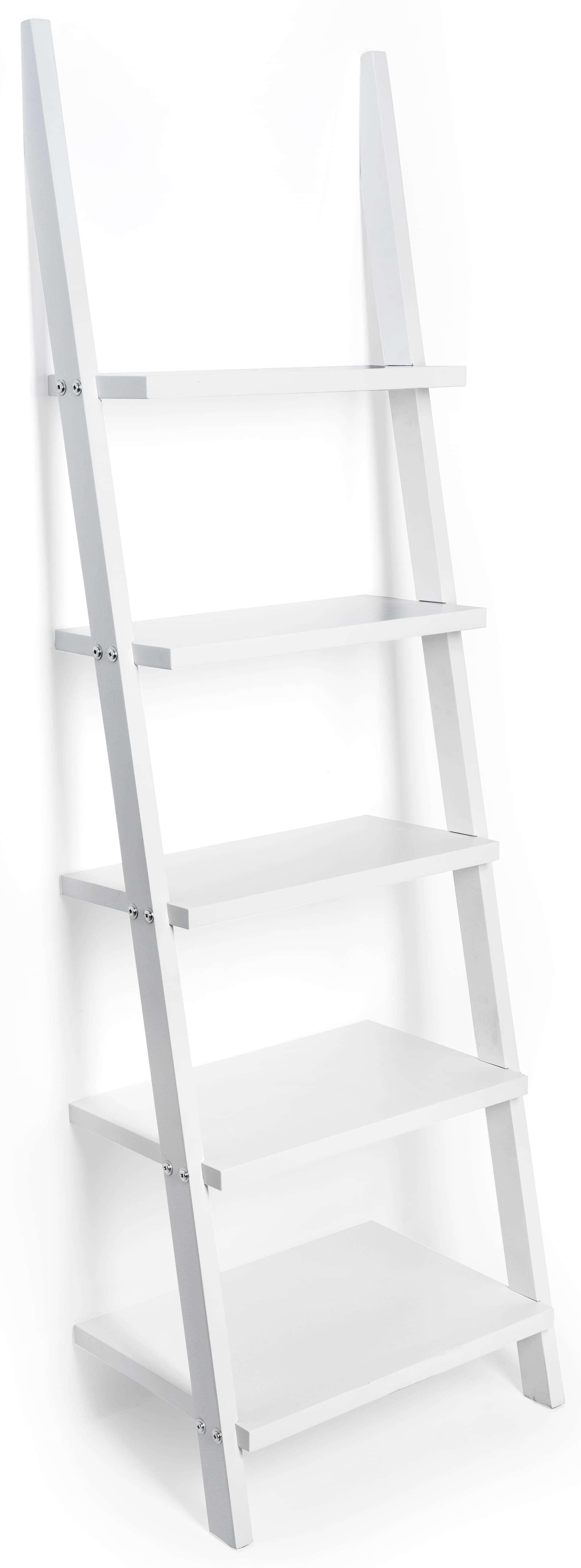 Leaning Ladder Shelves with Open Shelf Design