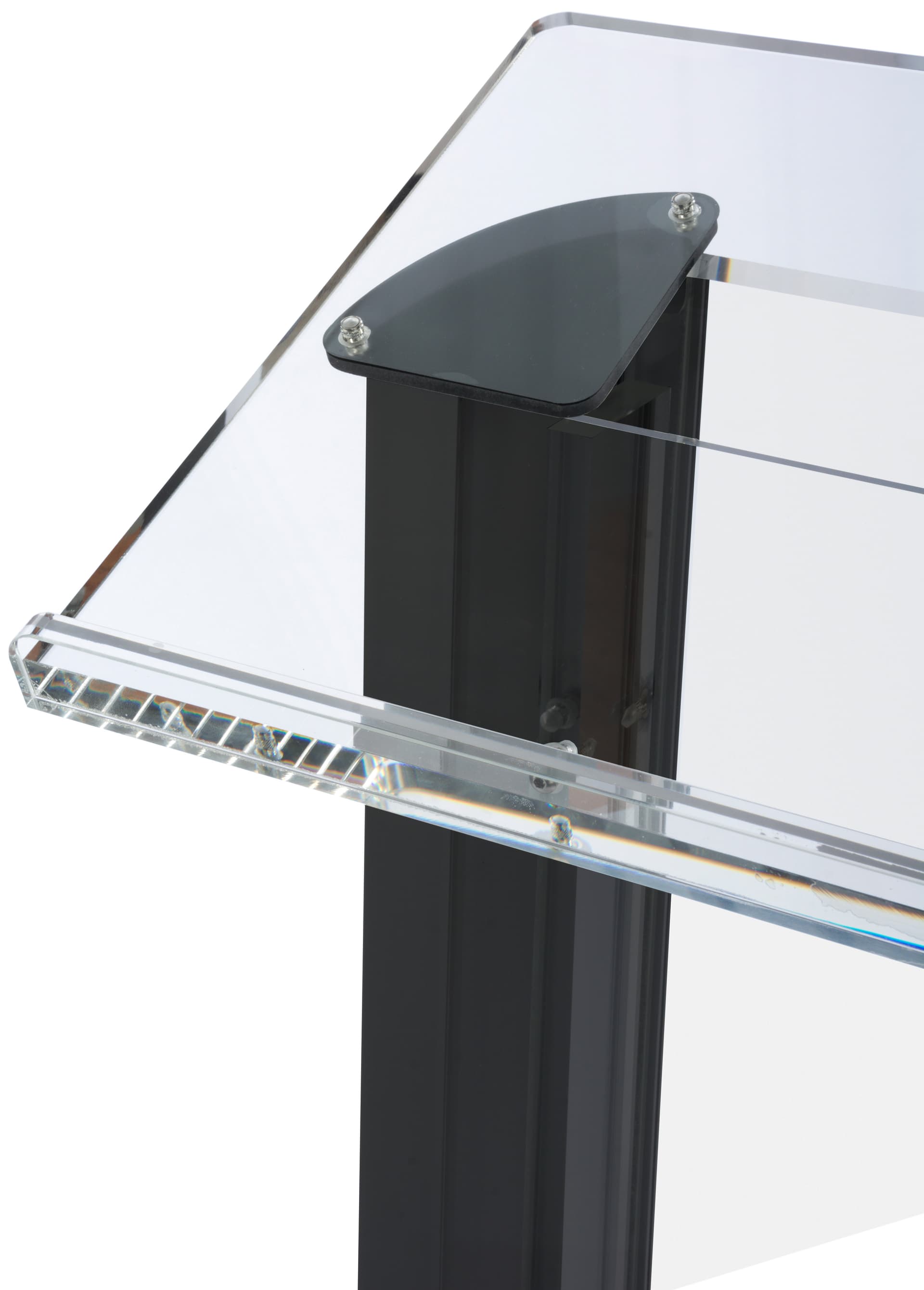 Clear & Black Podium with Surface for Laptop or Notes