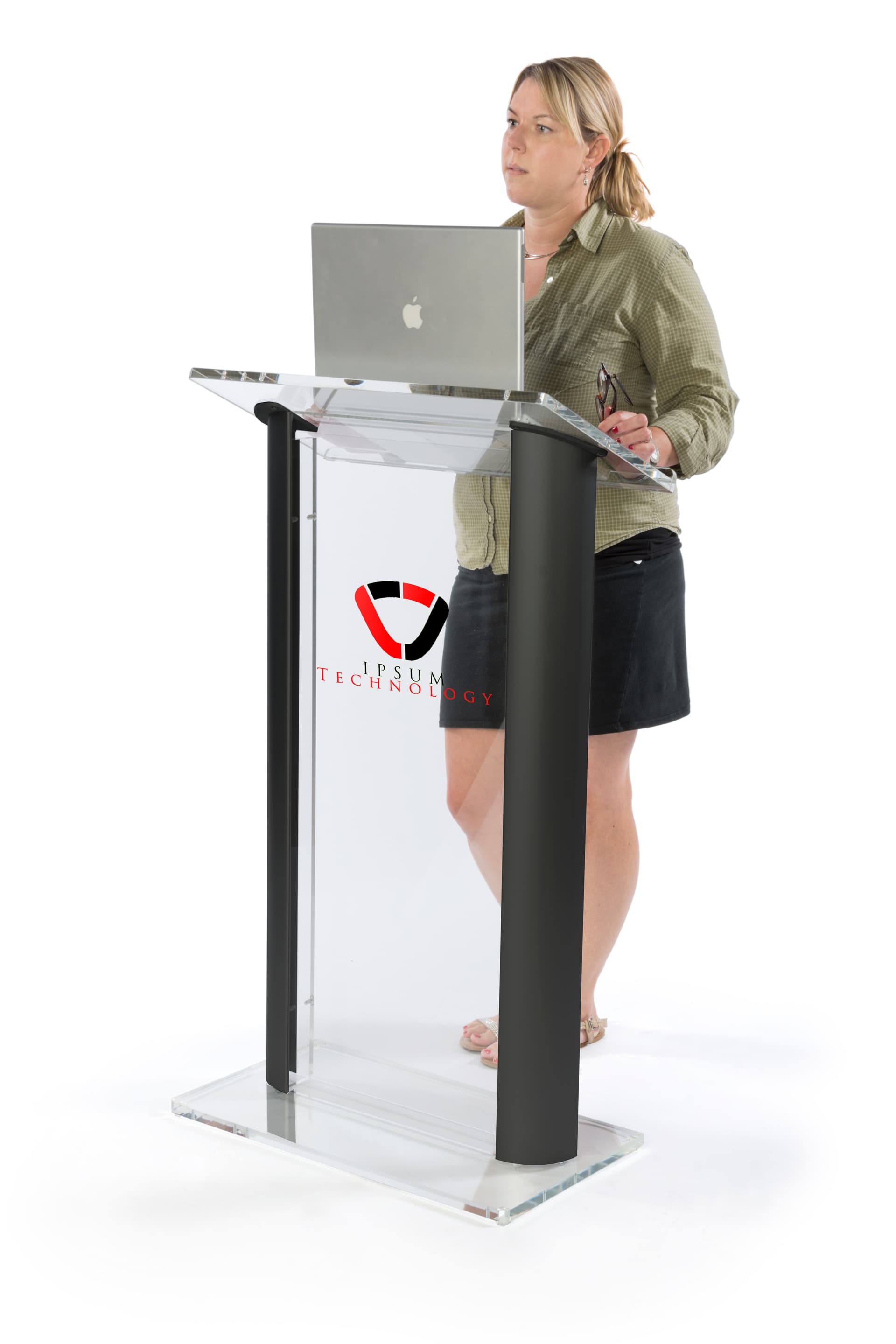 Clear & Black Podium in Use