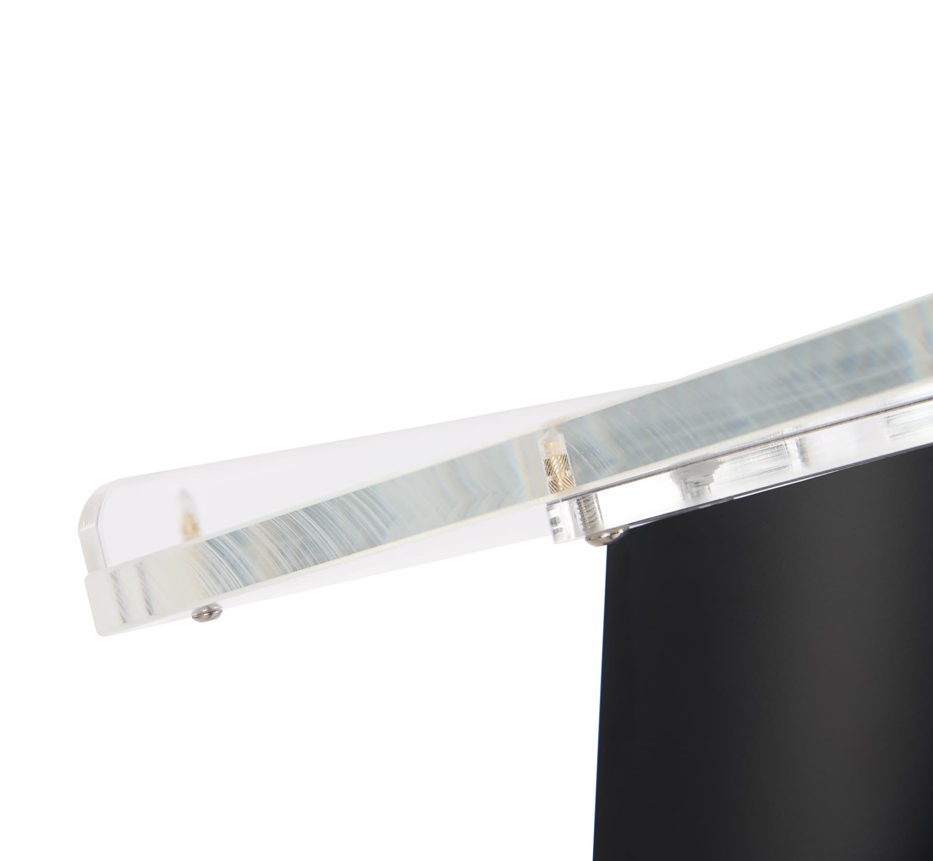 Acrylic and black podium with half inch book stop