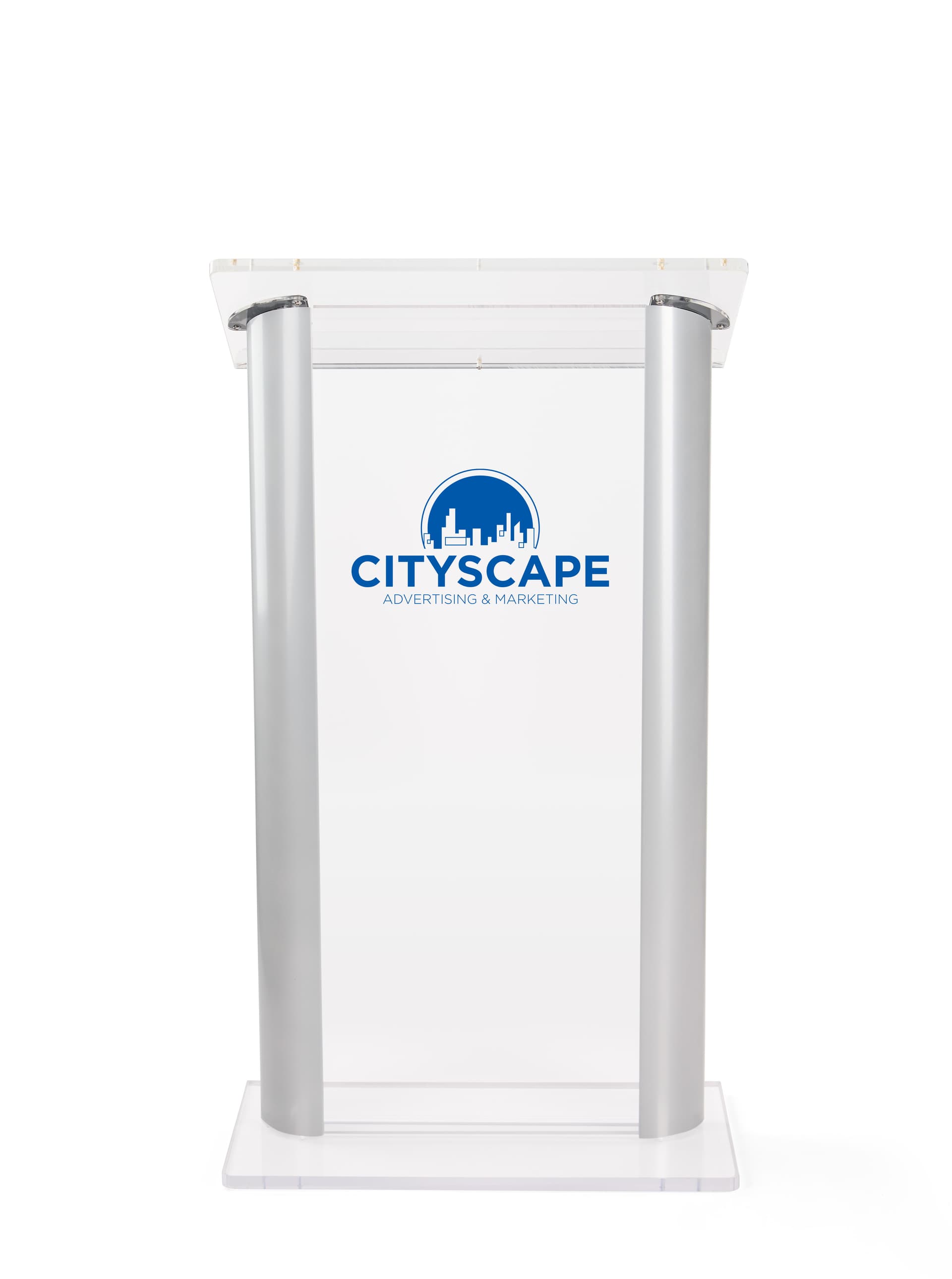 Custom pulpit with 14" x 14" graphic