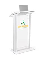 Custom graphic plexiglass podium with 2-color vinyl imprint