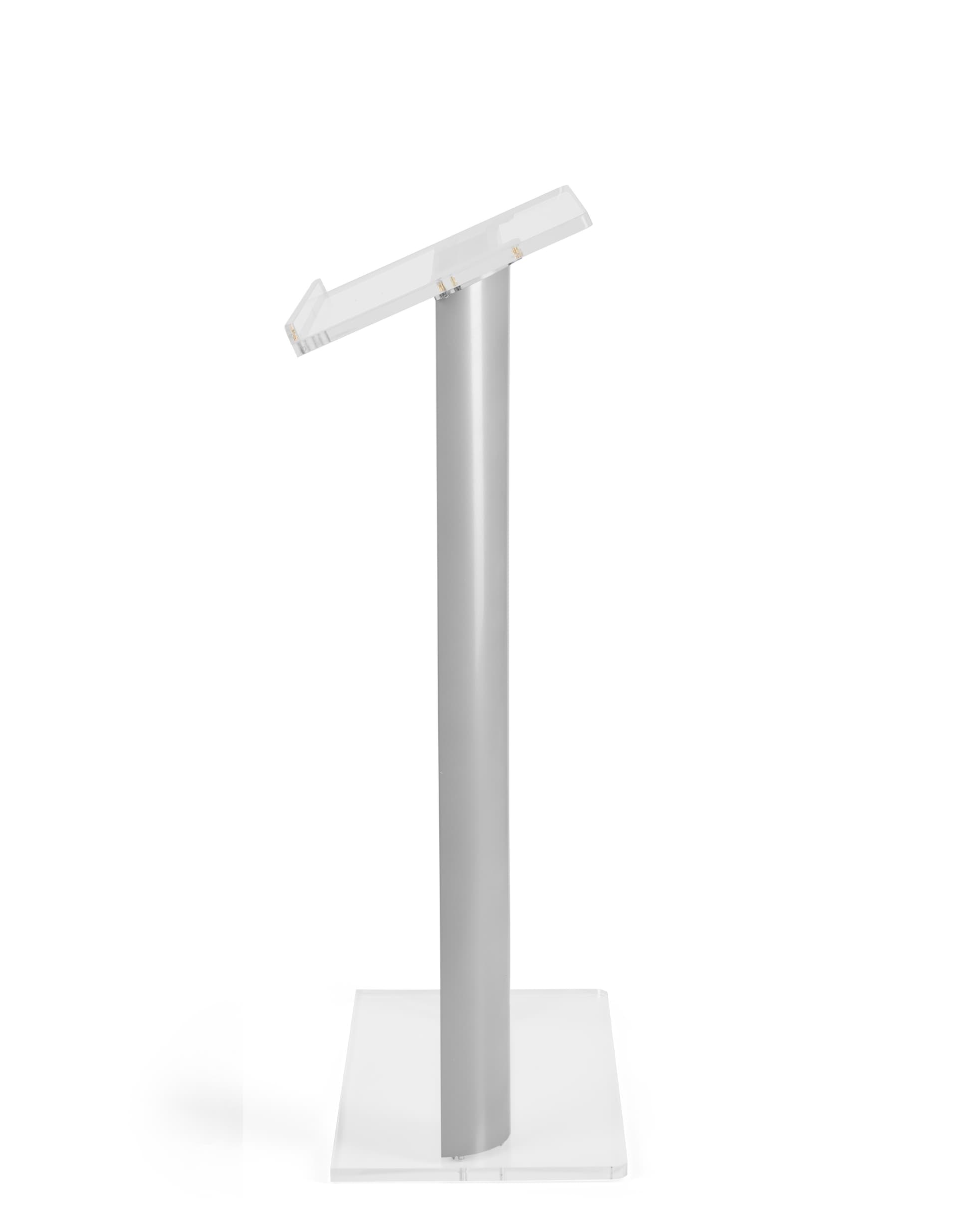 Custom graphic plexiglass podium with aluminum accents