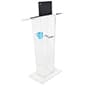Acrylic Podium for Floor, Tapered Design, Open Back and Shelf, Easy Assembly - Clear